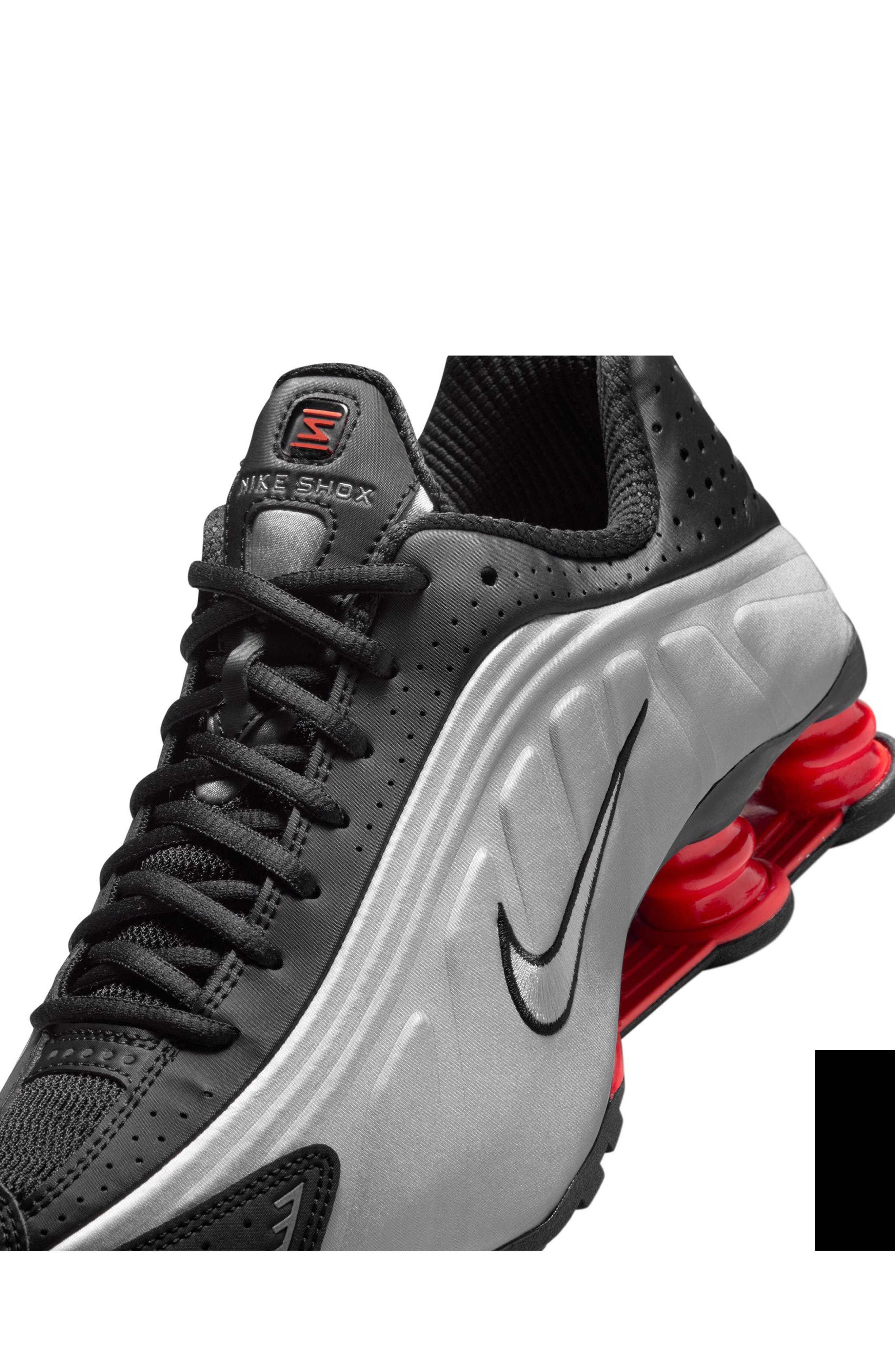 Nike Shox R4 Sneaker in Black/Silver/Light Crimson at Nordstrom - 8