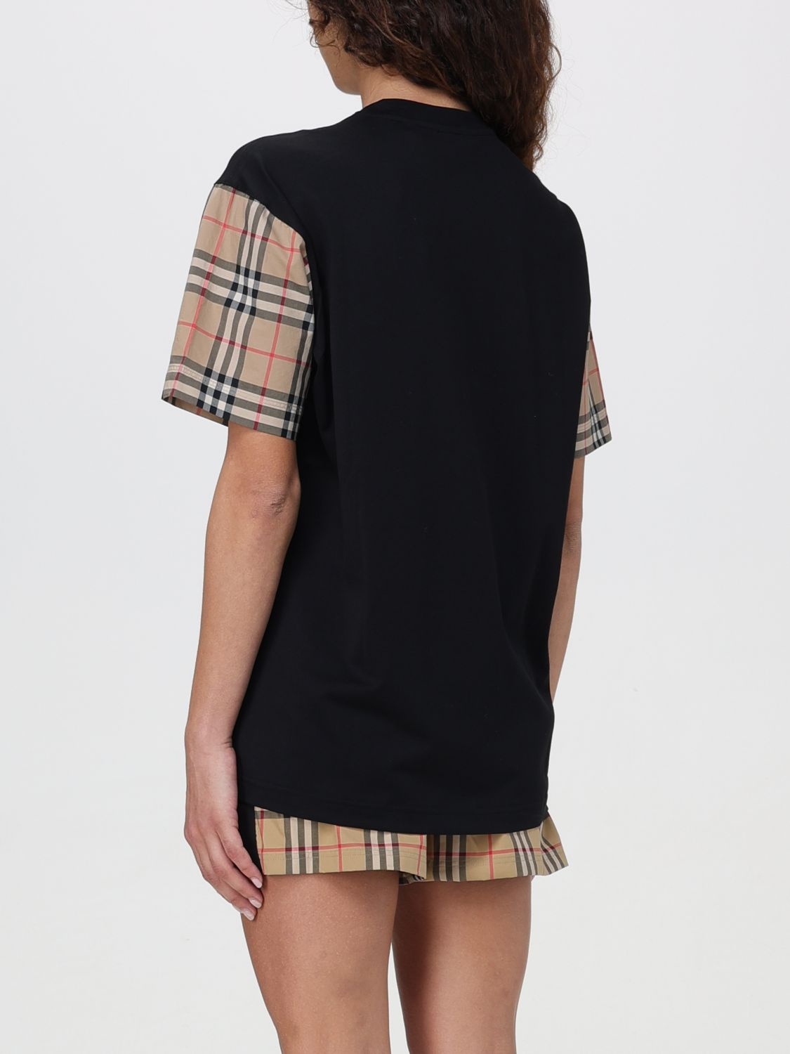 Burberry T-shirt in organic cotton with Vintage Check sleeves - 3