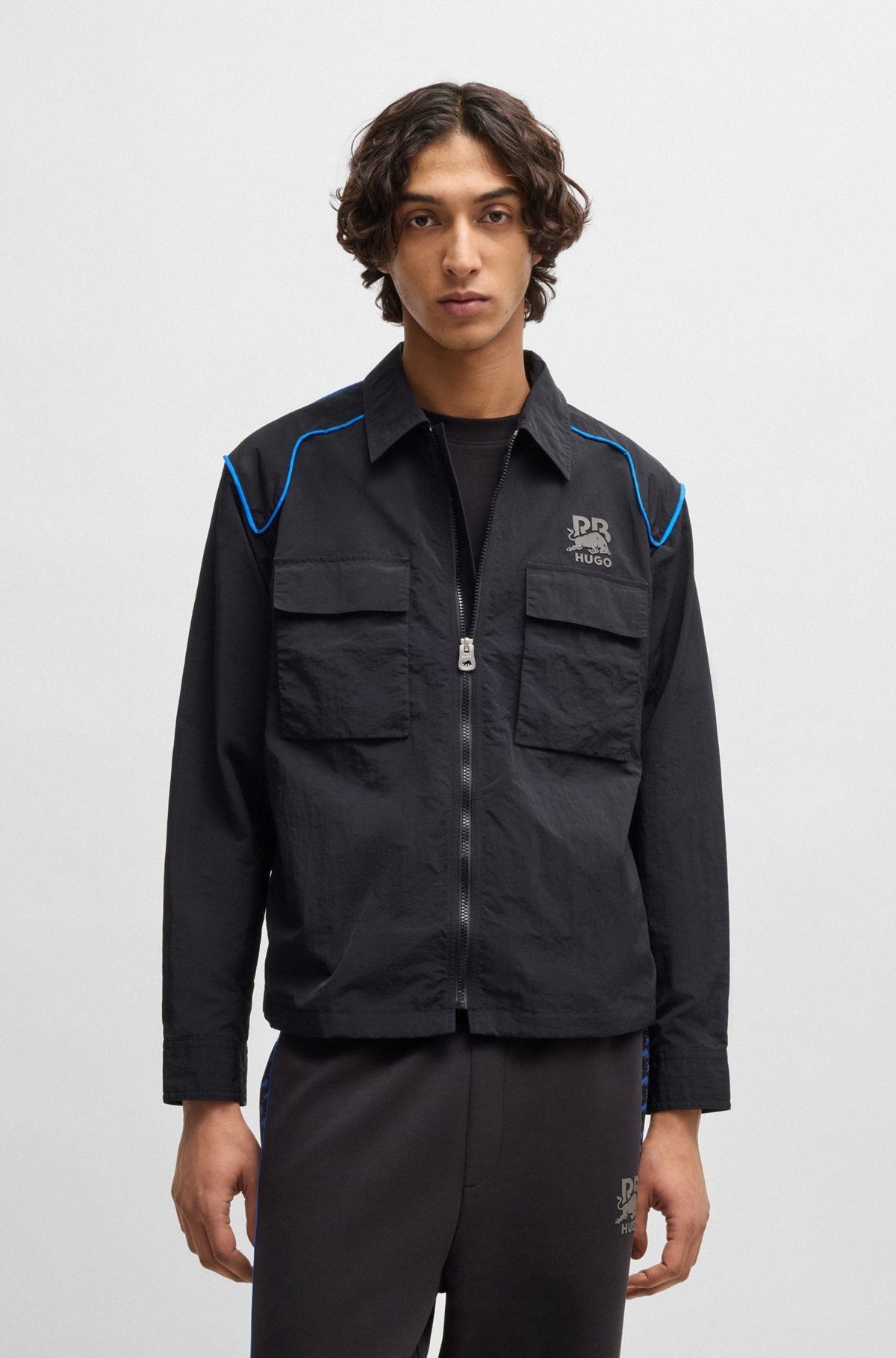 HUGO X RB OVERSIZE-FIT OVERSHIRT WITH CARBON STEALTH LOGO - 2