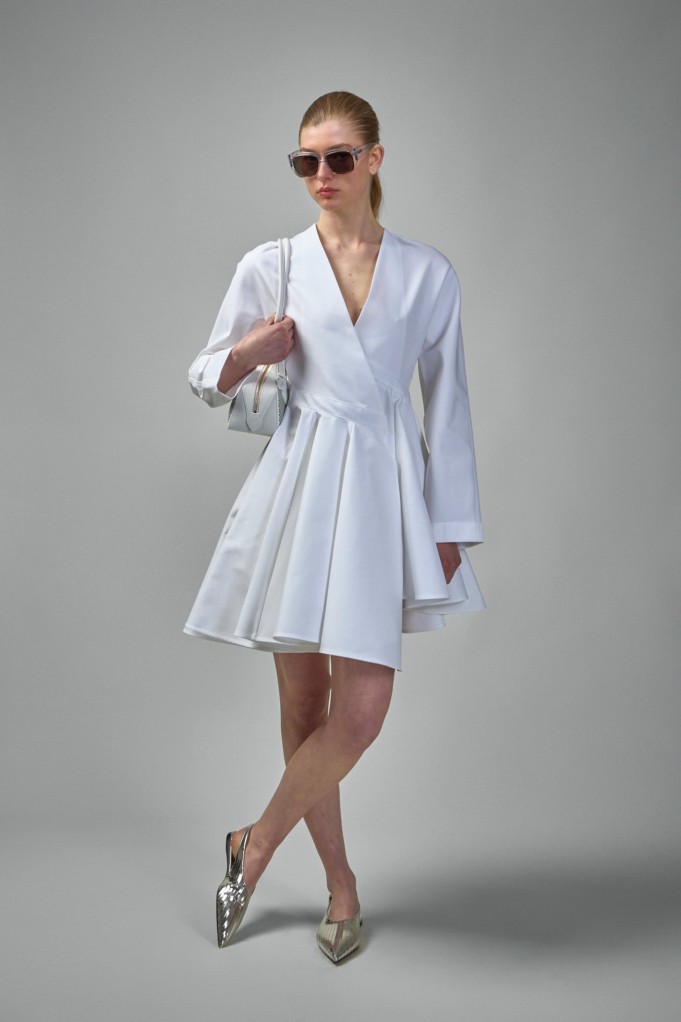 Asym Belt Dress In Poplin - 2
