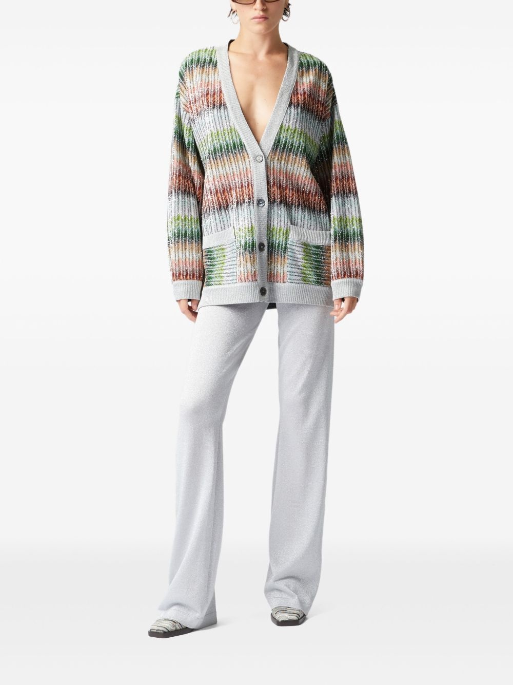 lamé flared trousers - 2