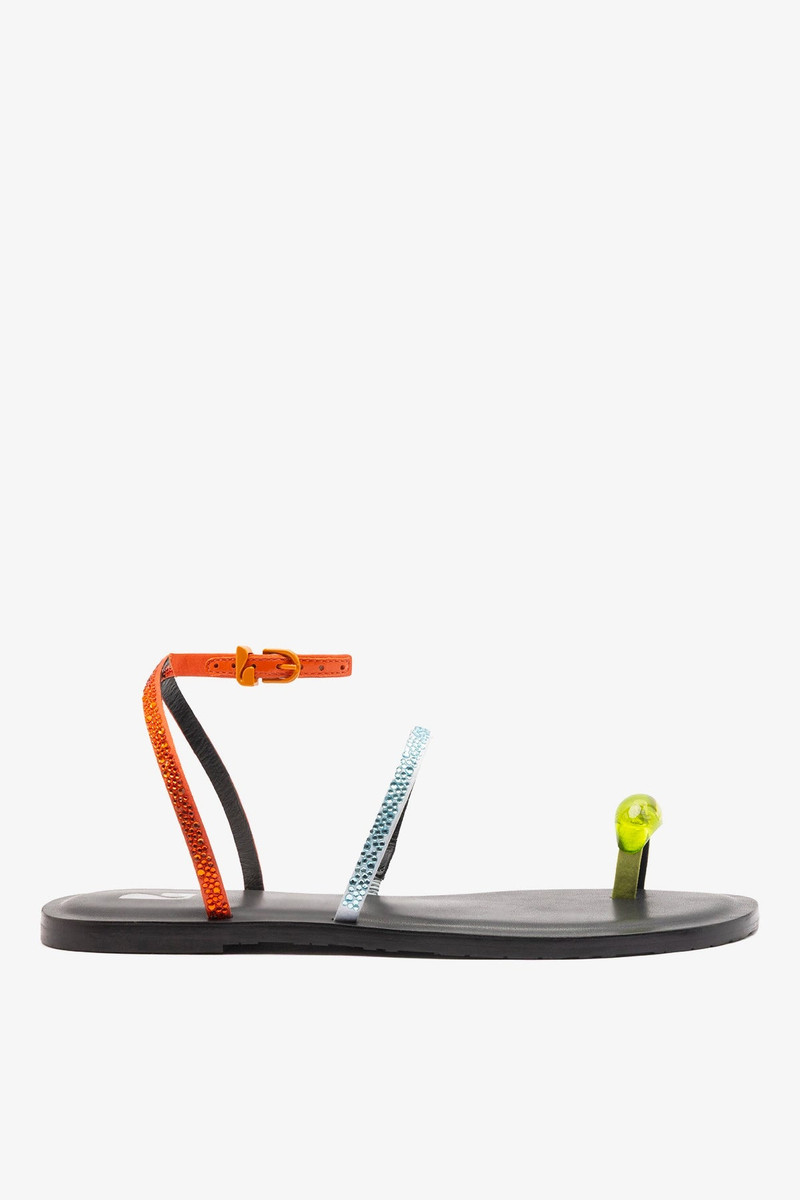 Biarritz Crystal Flat Sandal Multicolor Satin 1