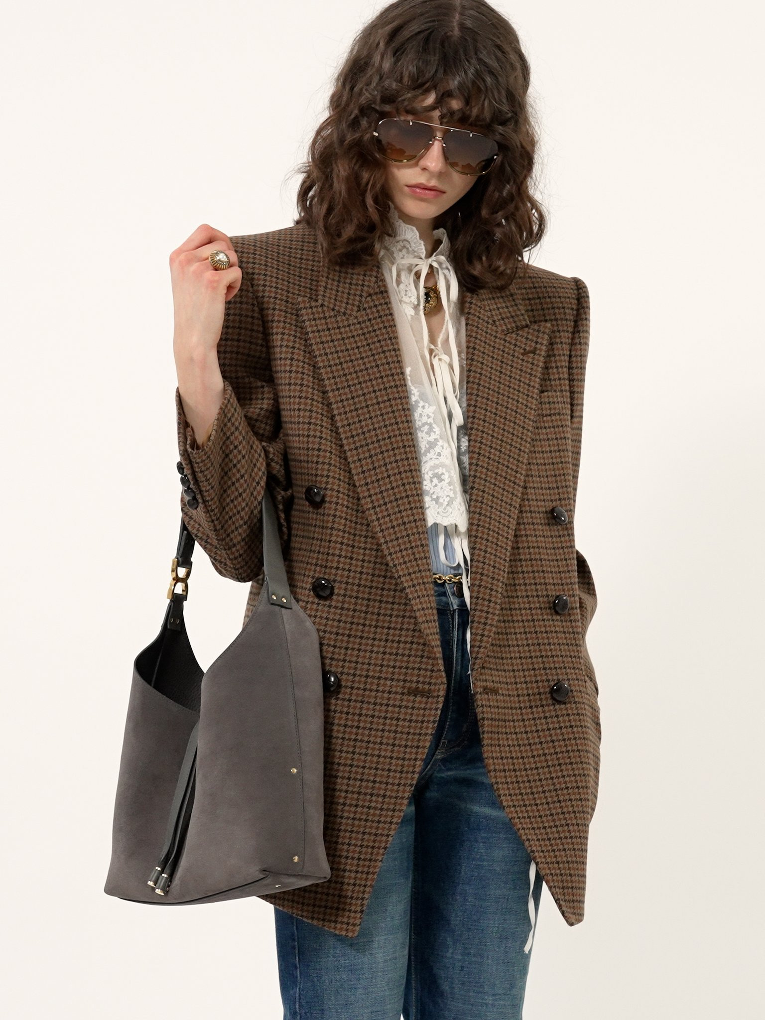 SMALL MARCIE HOBO BAG IN SUEDE LEATHER - 4