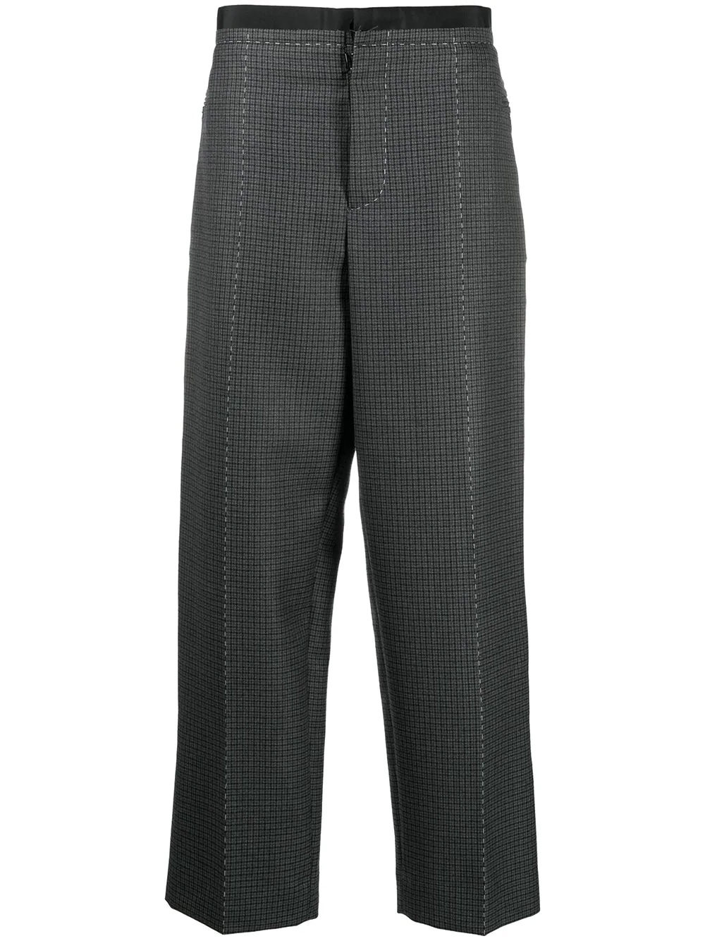 wool check straight trousers - 1