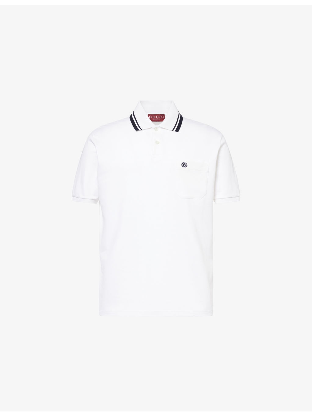 Logo-Embroidered Stripe-Collar Cotton-Pique Polo Shirt - 1