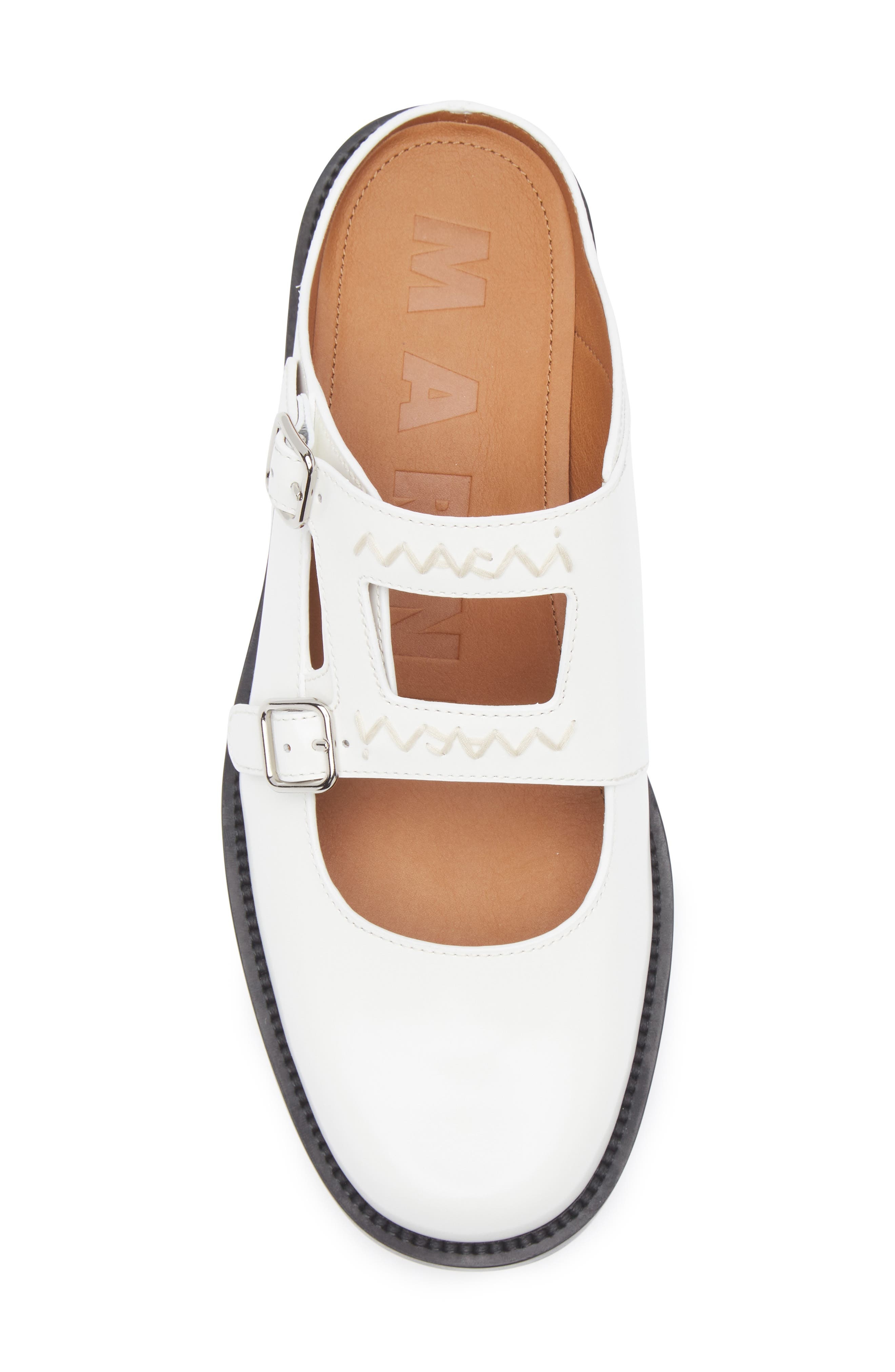 Marni Logo Embroidered Sabot Mule in White at Nordstrom - 5