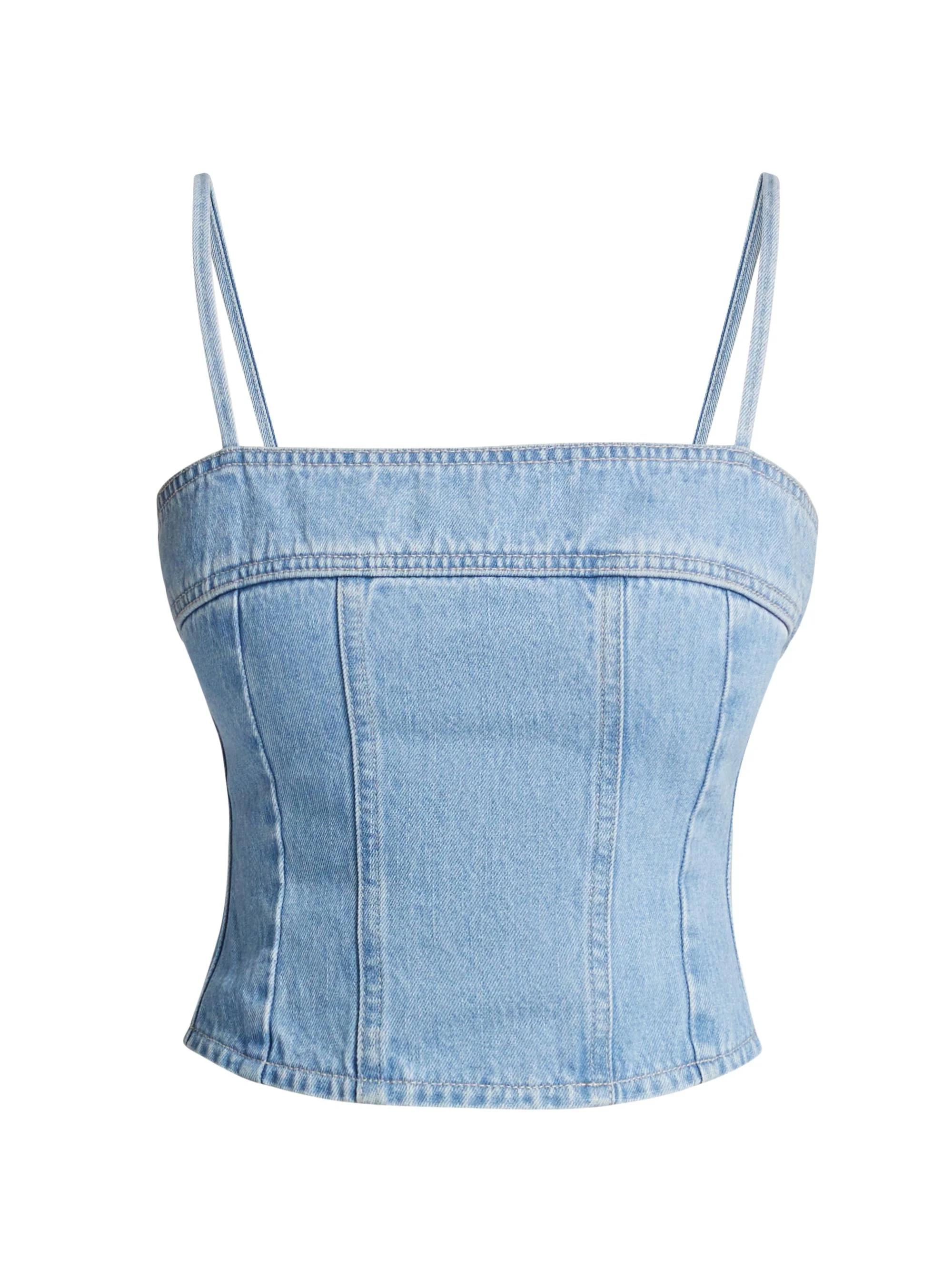 Women's Arlin Seamed Denim Top - Le Grand - 1