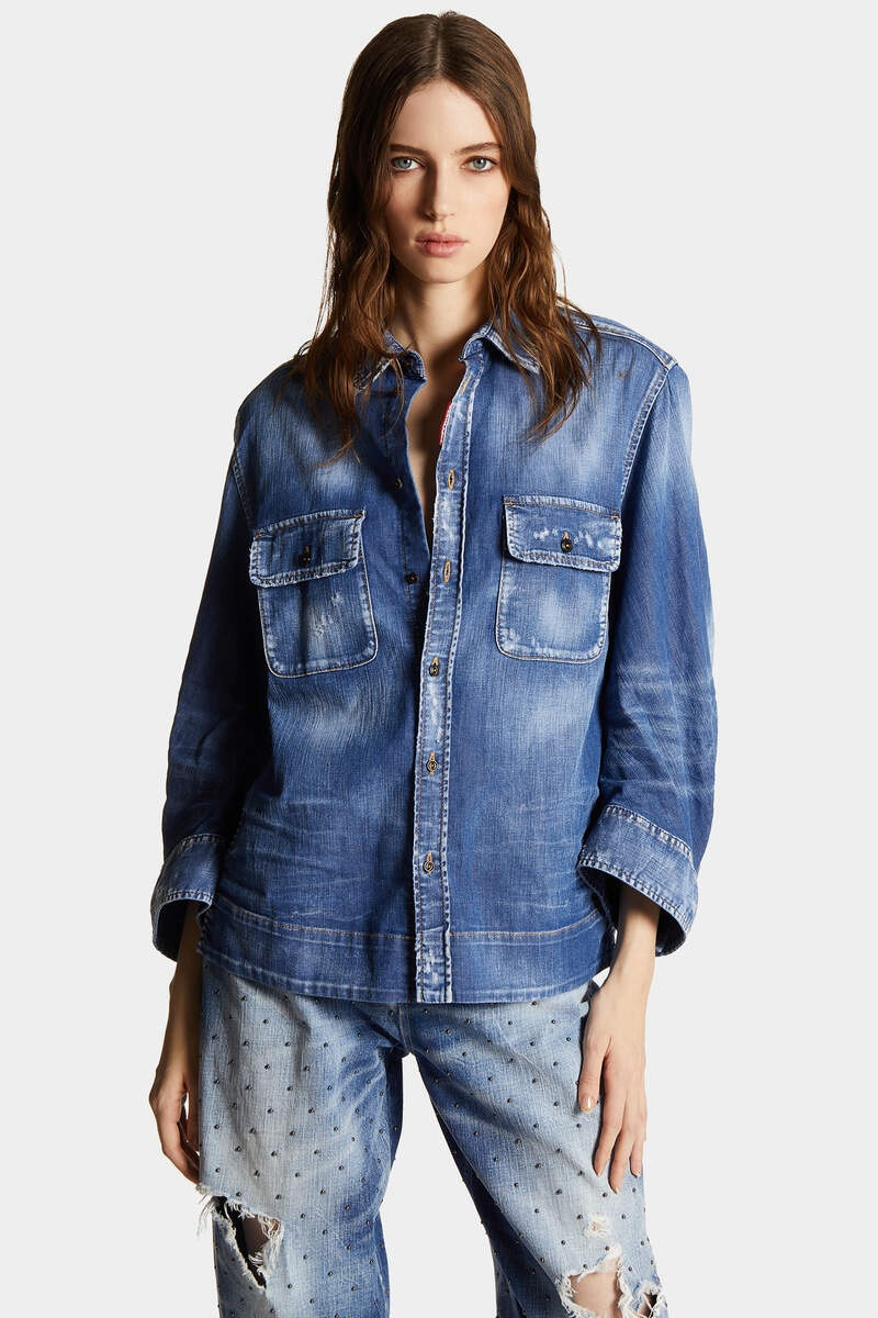 DEAN DENIM CROPPED MAXI SHIRT 6