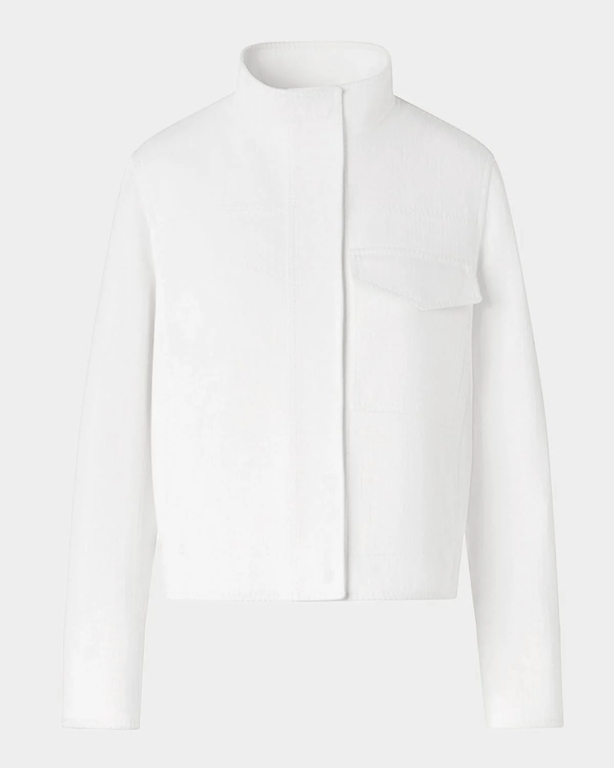 Stand-Collar Stretch Denim Jacket - 1