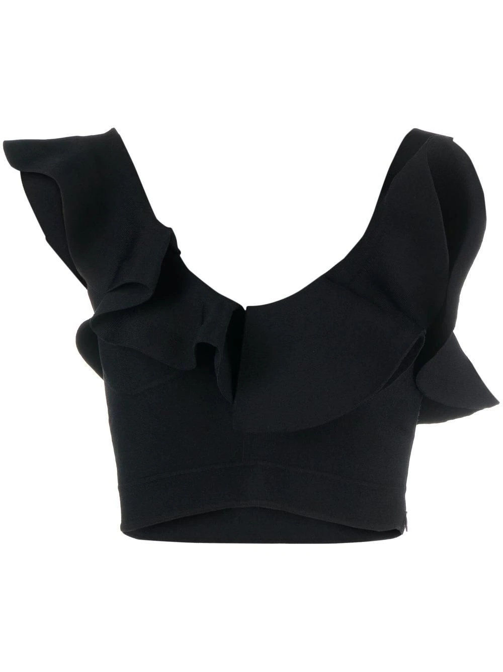 gathered-neckline cropped top - 1