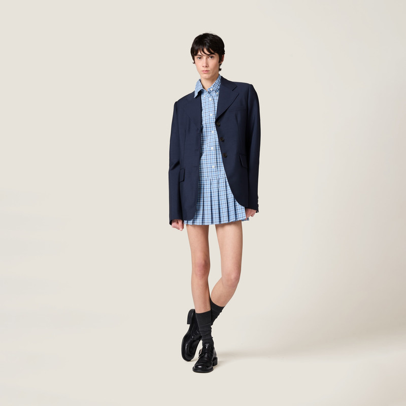 Miu Miu Pleated checked poplin dress outlook