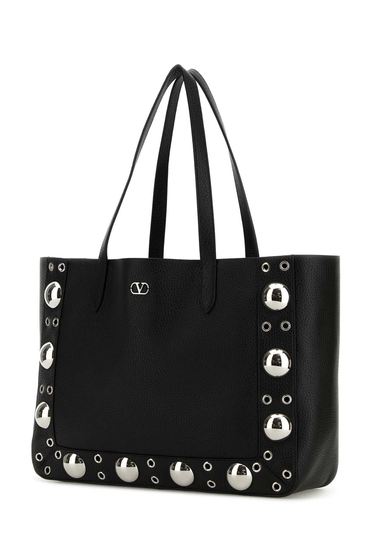 Valentino Garavani Women Black Leather Vlogo Signature Shopping Bag - 2
