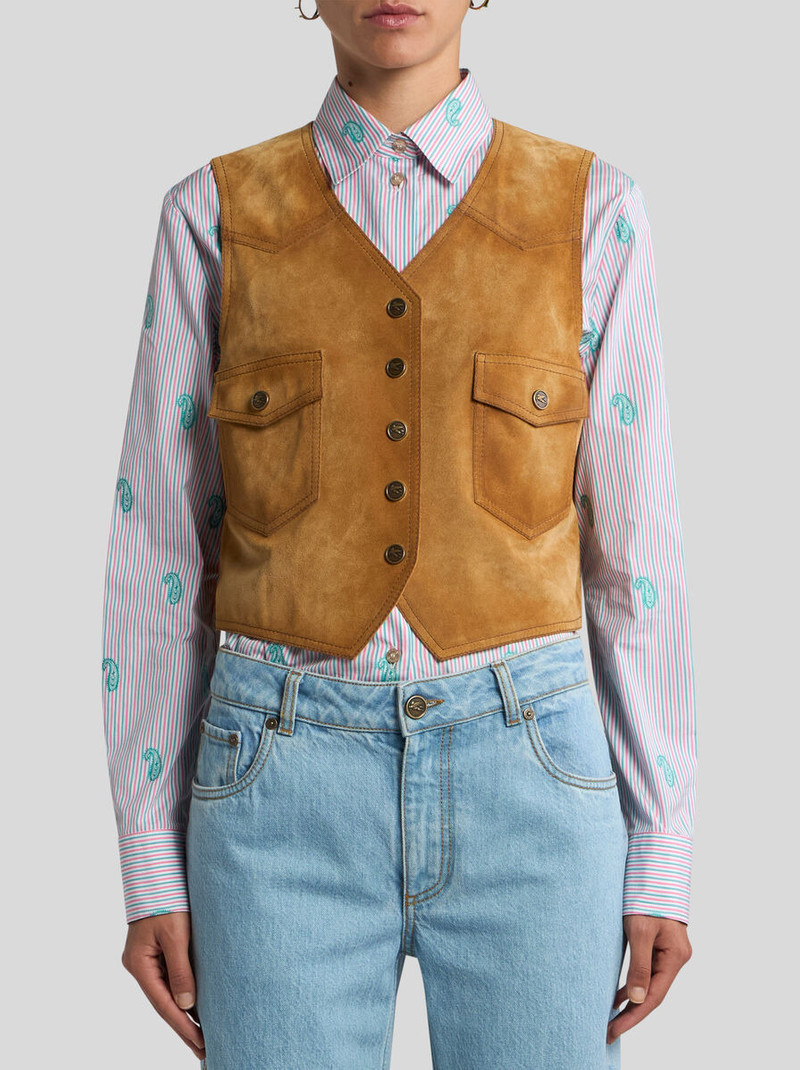 CROPPED SUEDE WAISTCOAT WITH POCKETS 2
