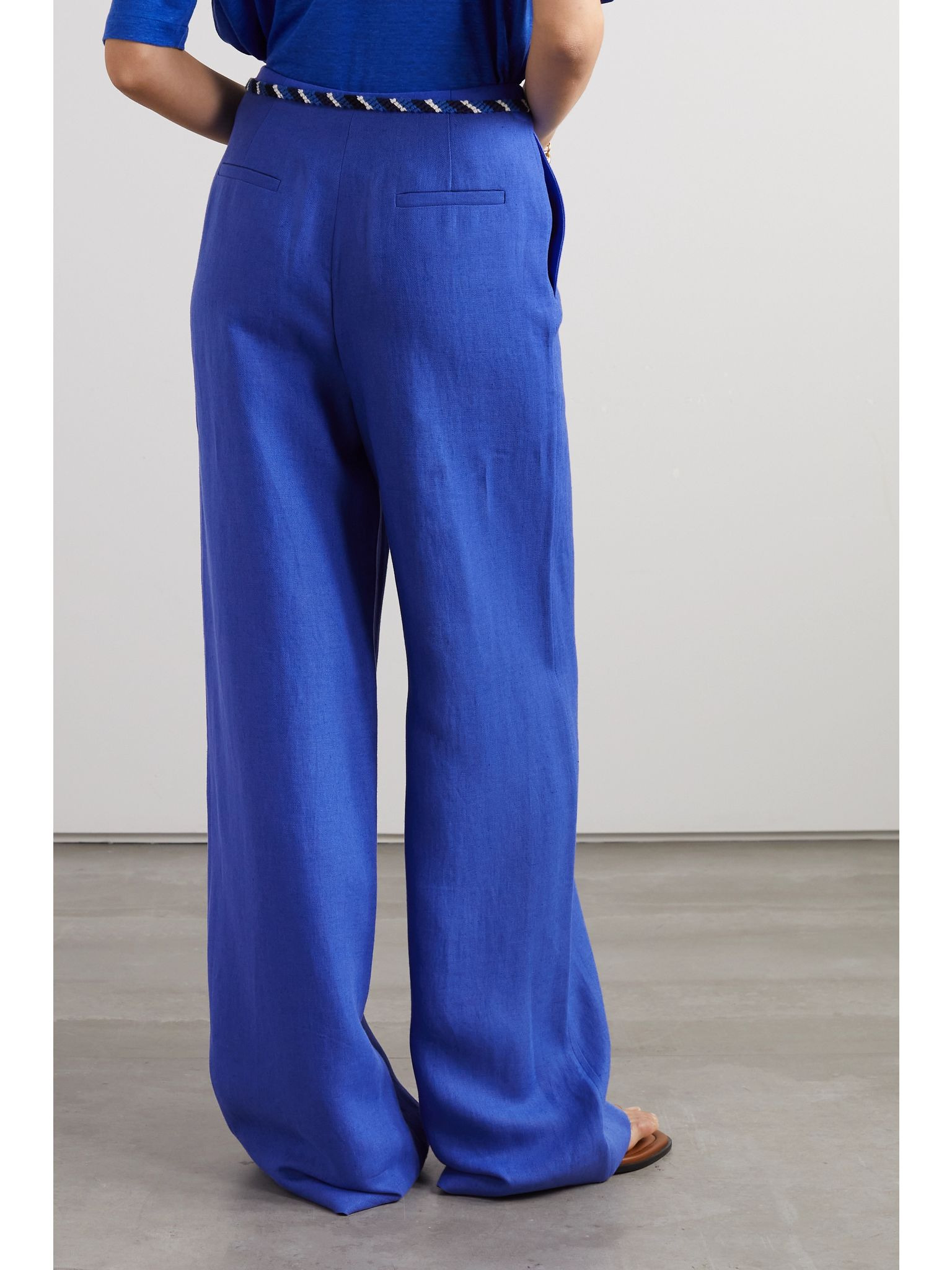 Antigua linen-twill wide-leg pants Blue - 4
