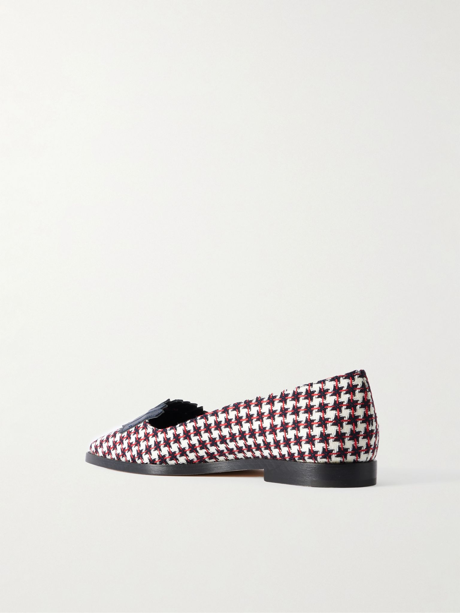 Pausaniasbi leather-trimmed embroidered tweed loafers White - 3