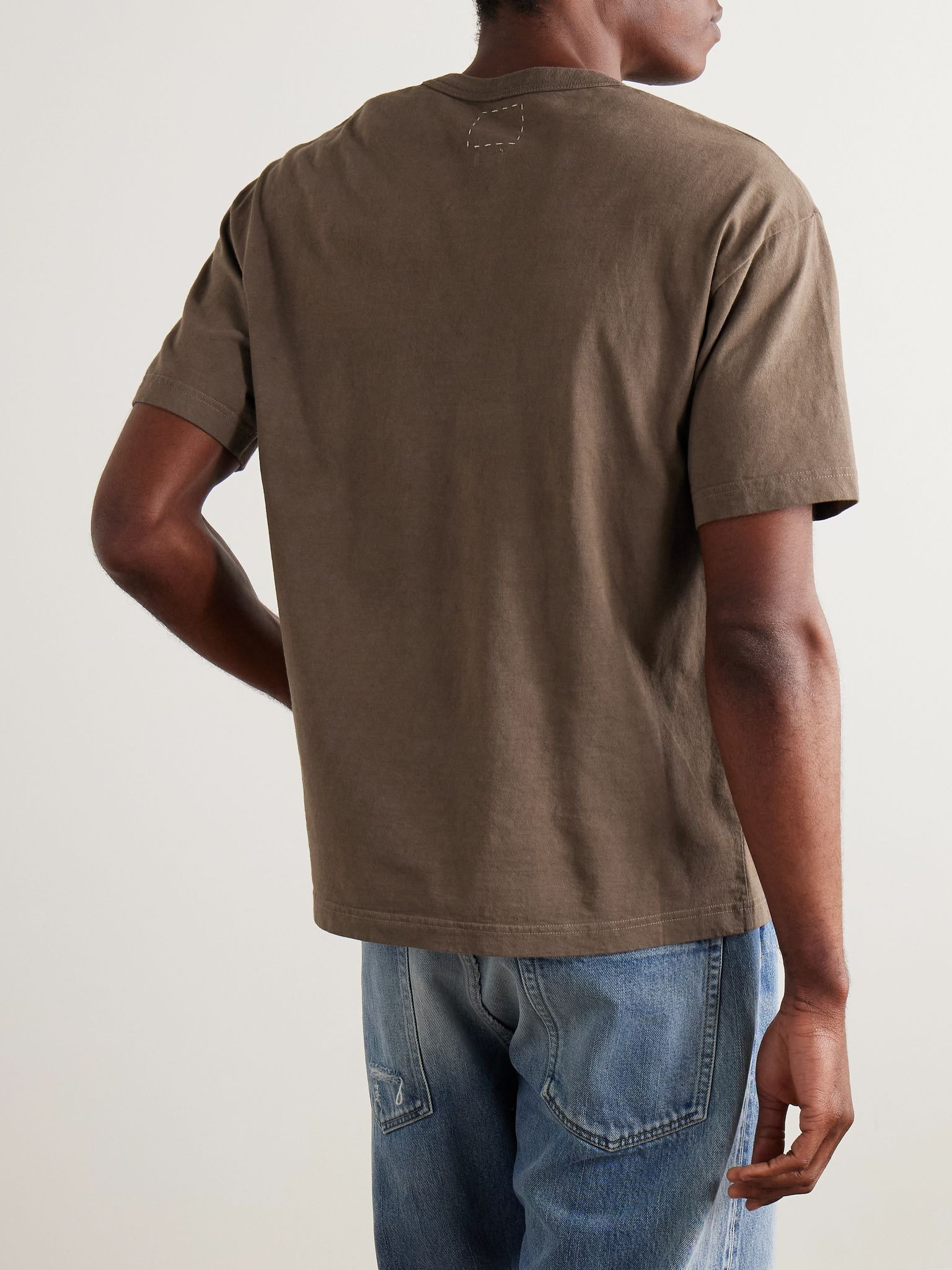 Jumbo Garment-Dyed Cotton-Jersey T-Shirt Brown - 4