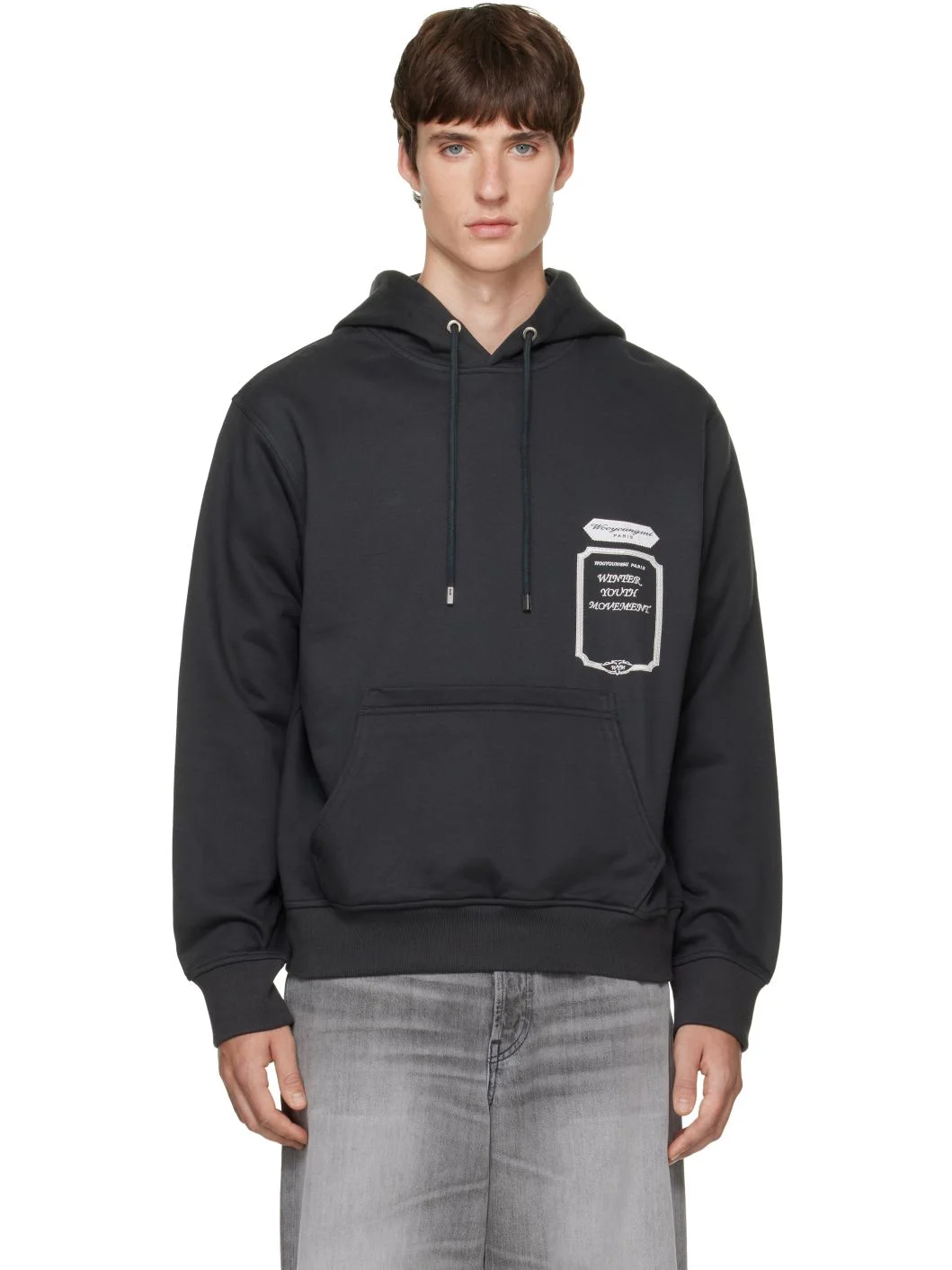 Gray Flower Back Logo Sweat Hoodie - 1