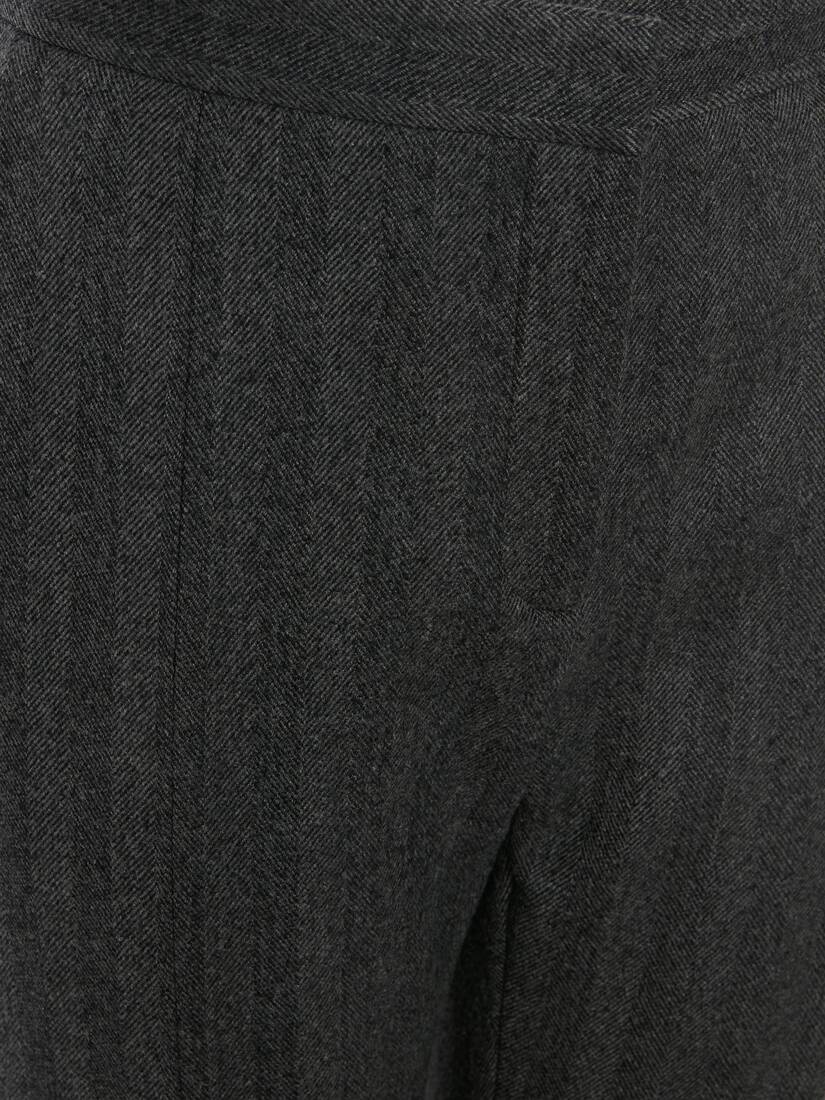Herringbone Long Cigarette Trouser in Mid Grey Melange - 5