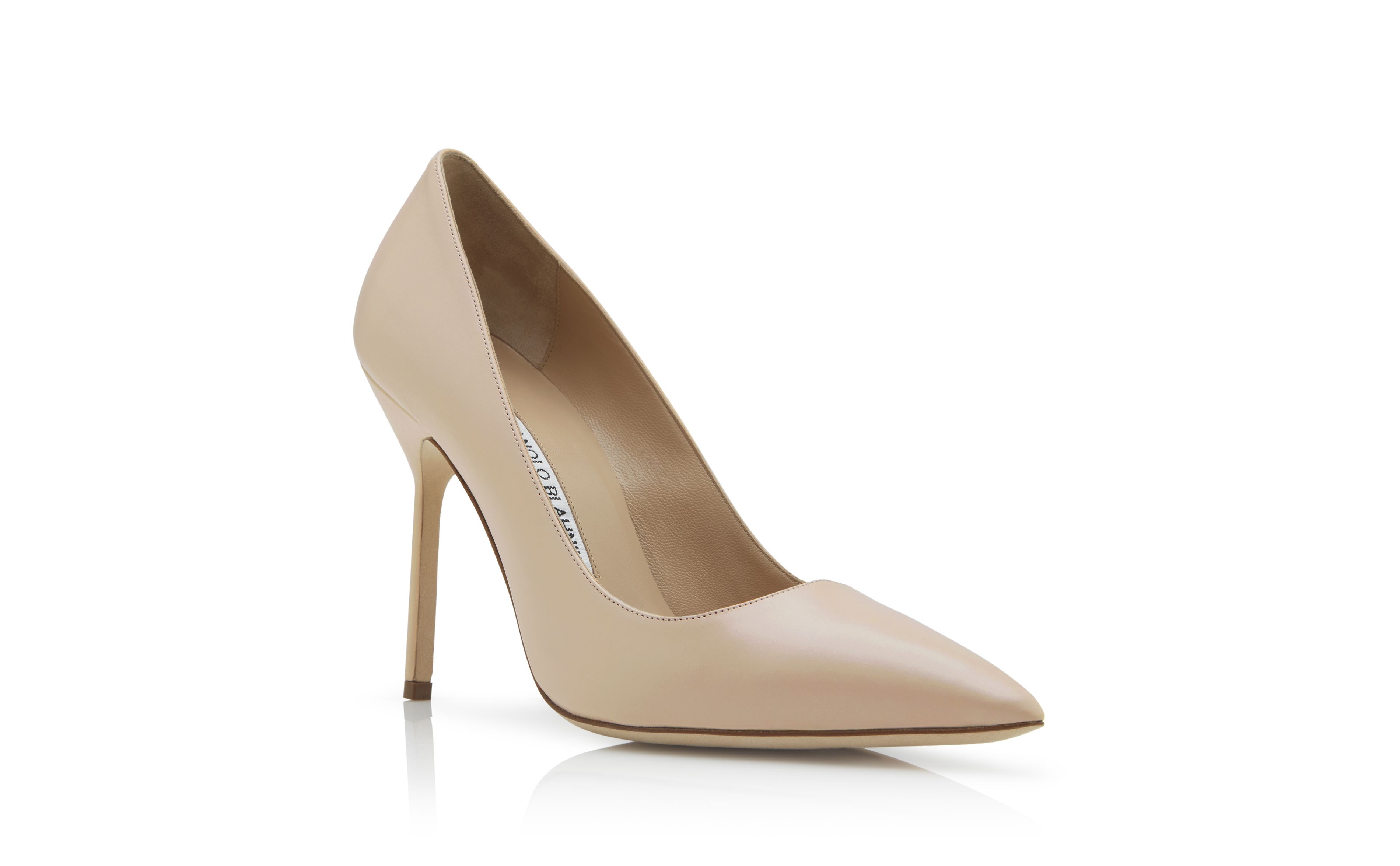 Taupe Calf Leather Pointed Toe Pumps - 3