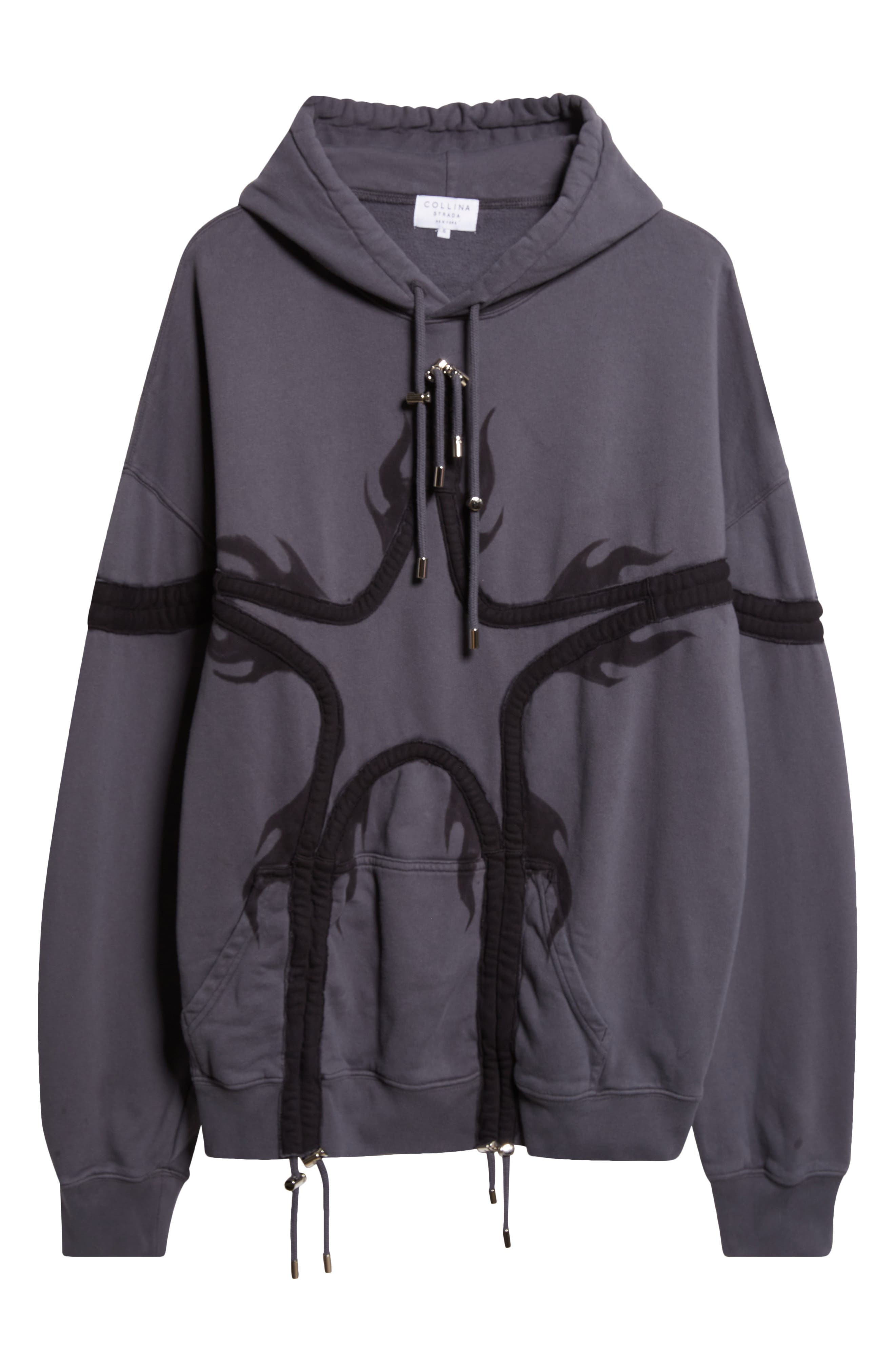 Collina Strada Star Tie Dye Cotton Fleece Hoodie in Charcoal Flames at Nordstrom - 1