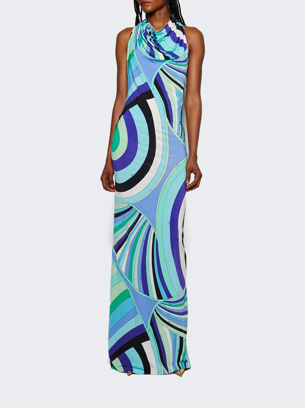 Iride Print Long Dress Verde And Lilla - 2