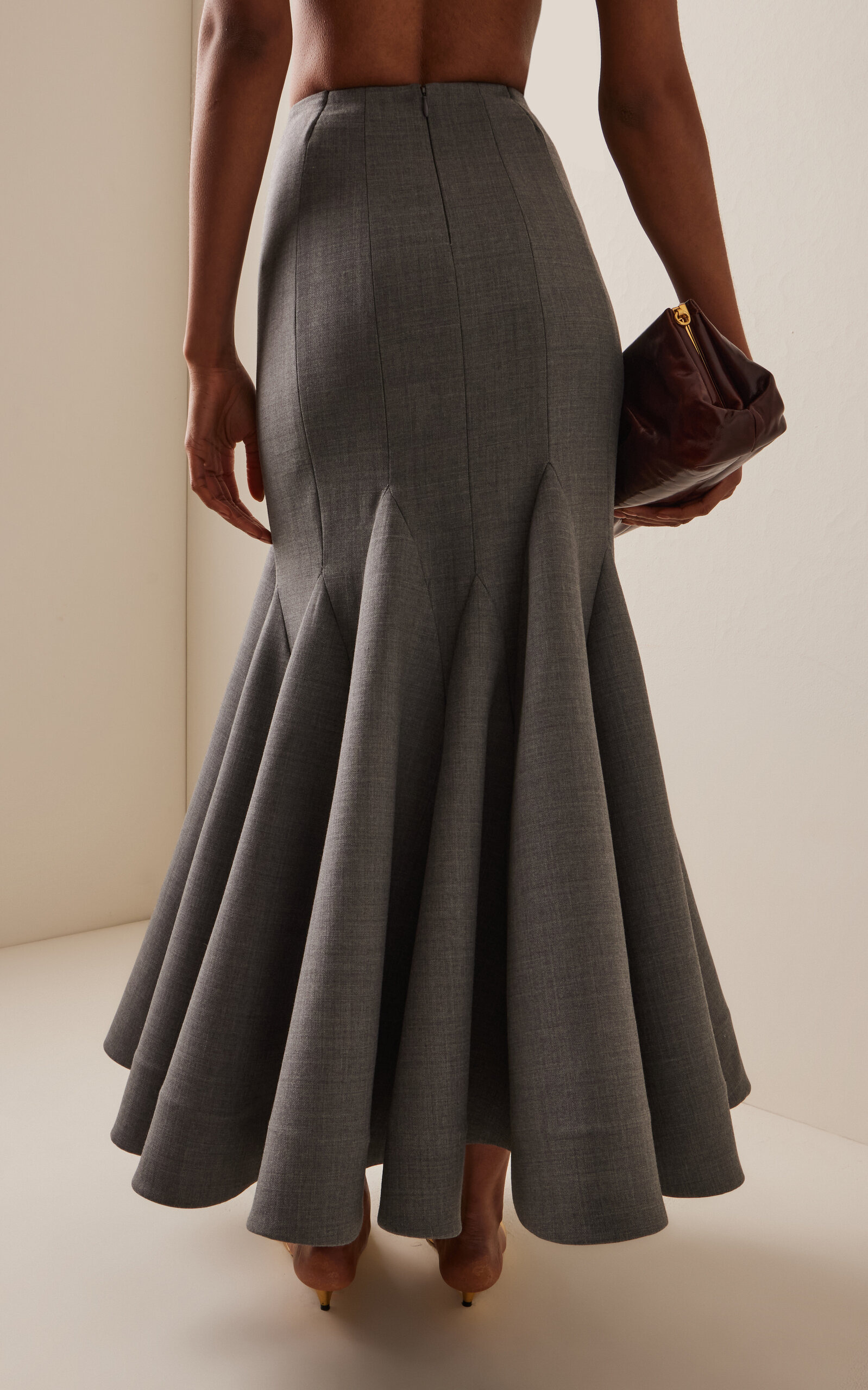Pleated Wool-Blend Midi Skirt grey - 4