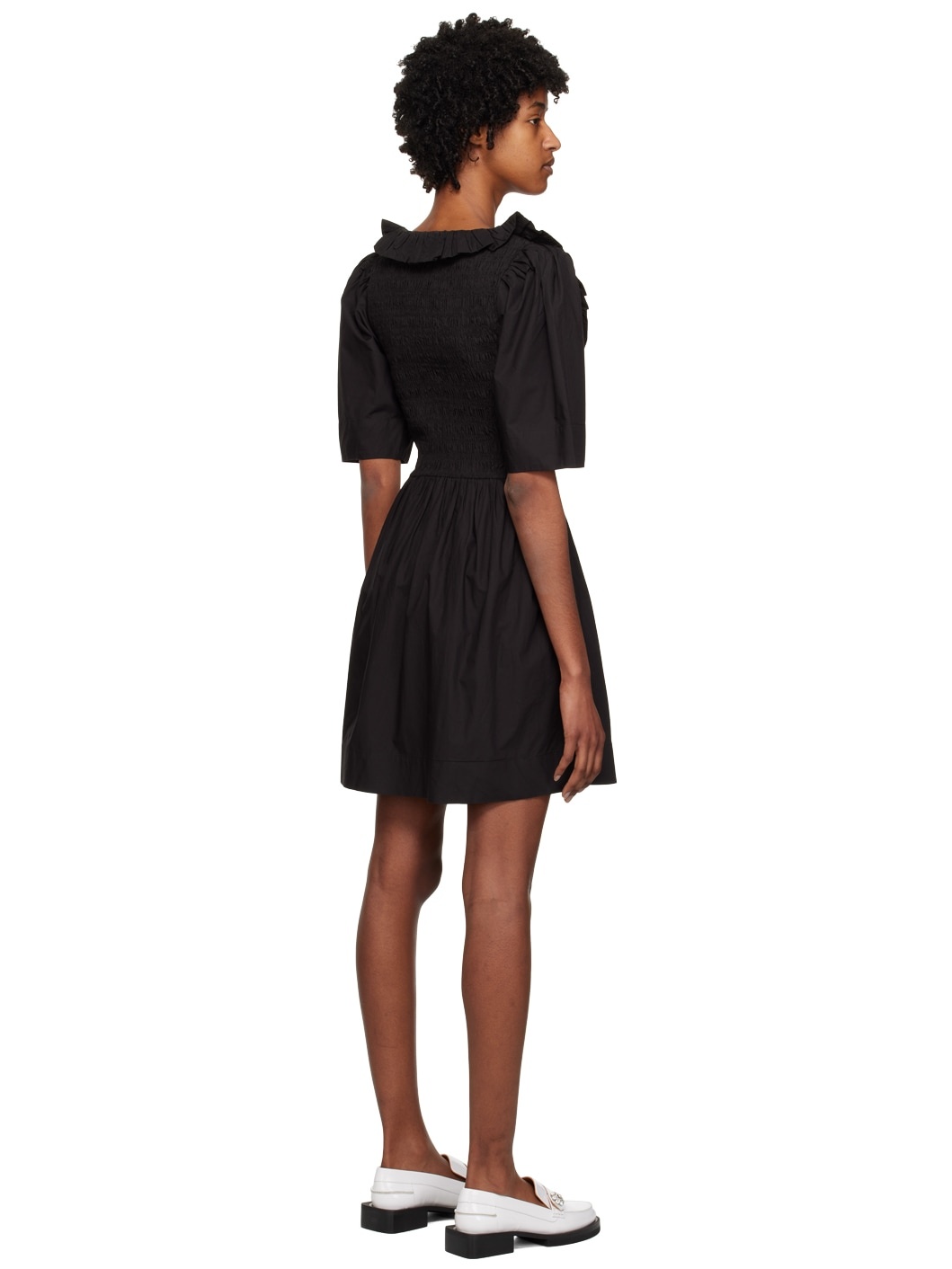 Black Shirred Minidress - 3