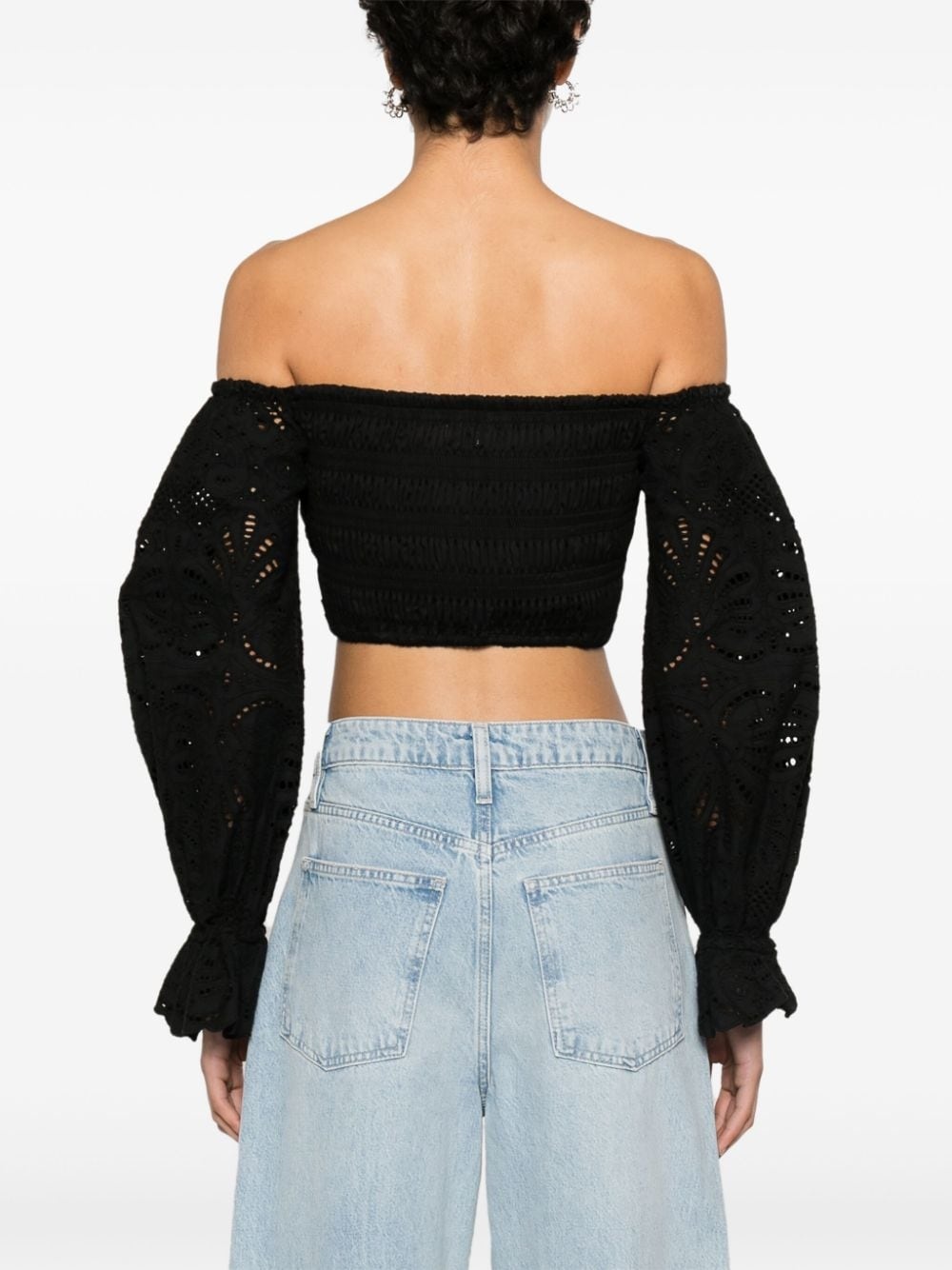 broderie anglaise cropped blouse - 4