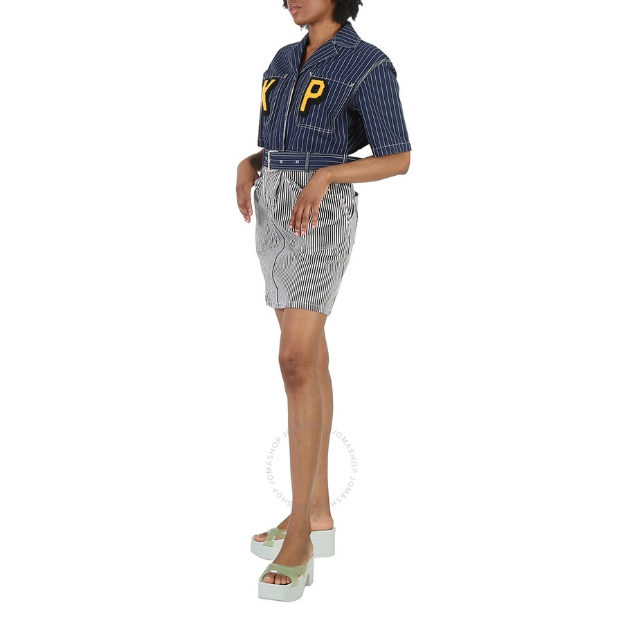 Kenzo Ladies Rinse Blue Denim Paris Striped Shirt Dress - 5