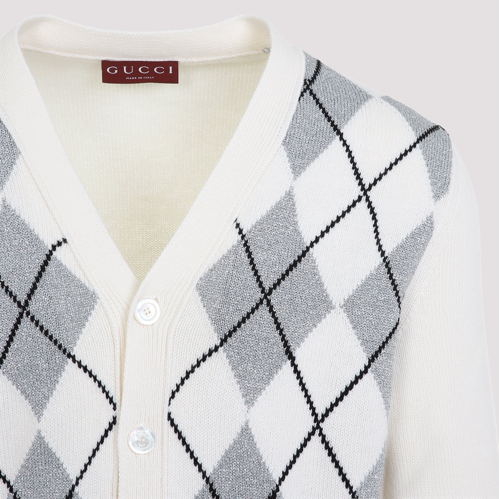 Gucci Argyle Lurex Cardigan Men - 4