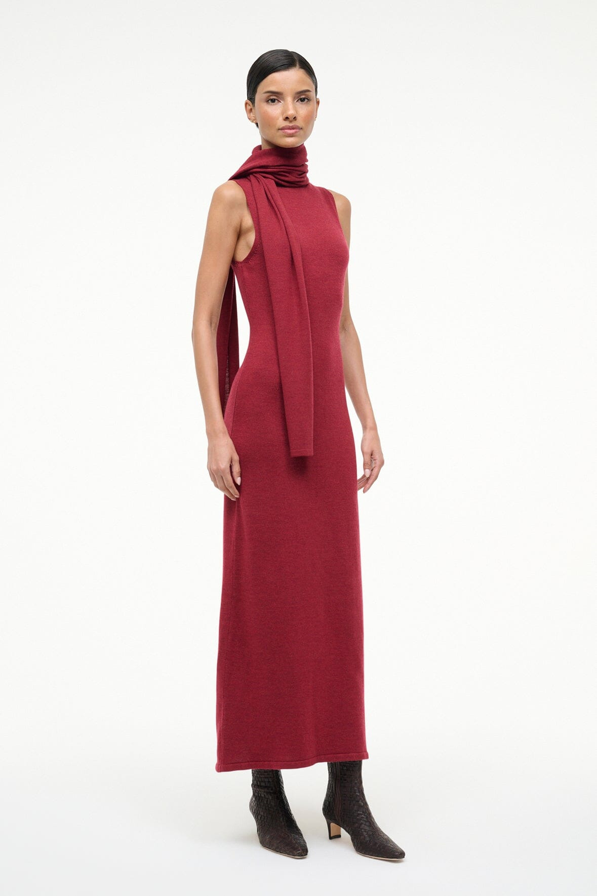 STAUD CANAL MIDI DRESS SANGRIA - 4