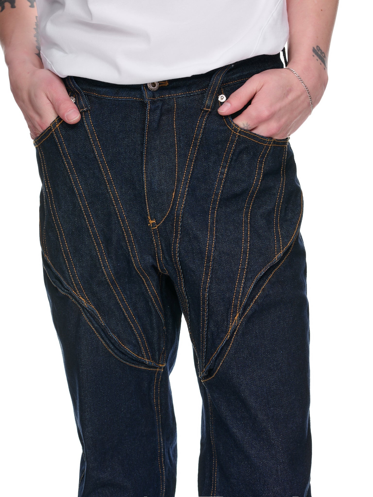 Seam Denim Pants - 4