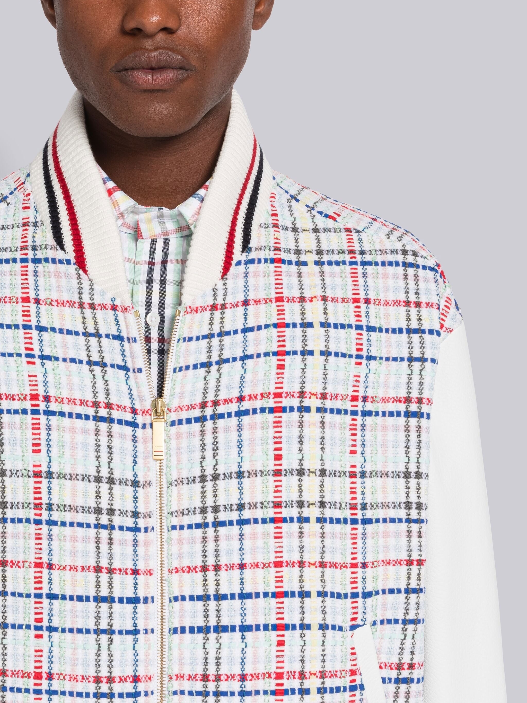 Micro Gingham Tweed Oversized Blouson - 5