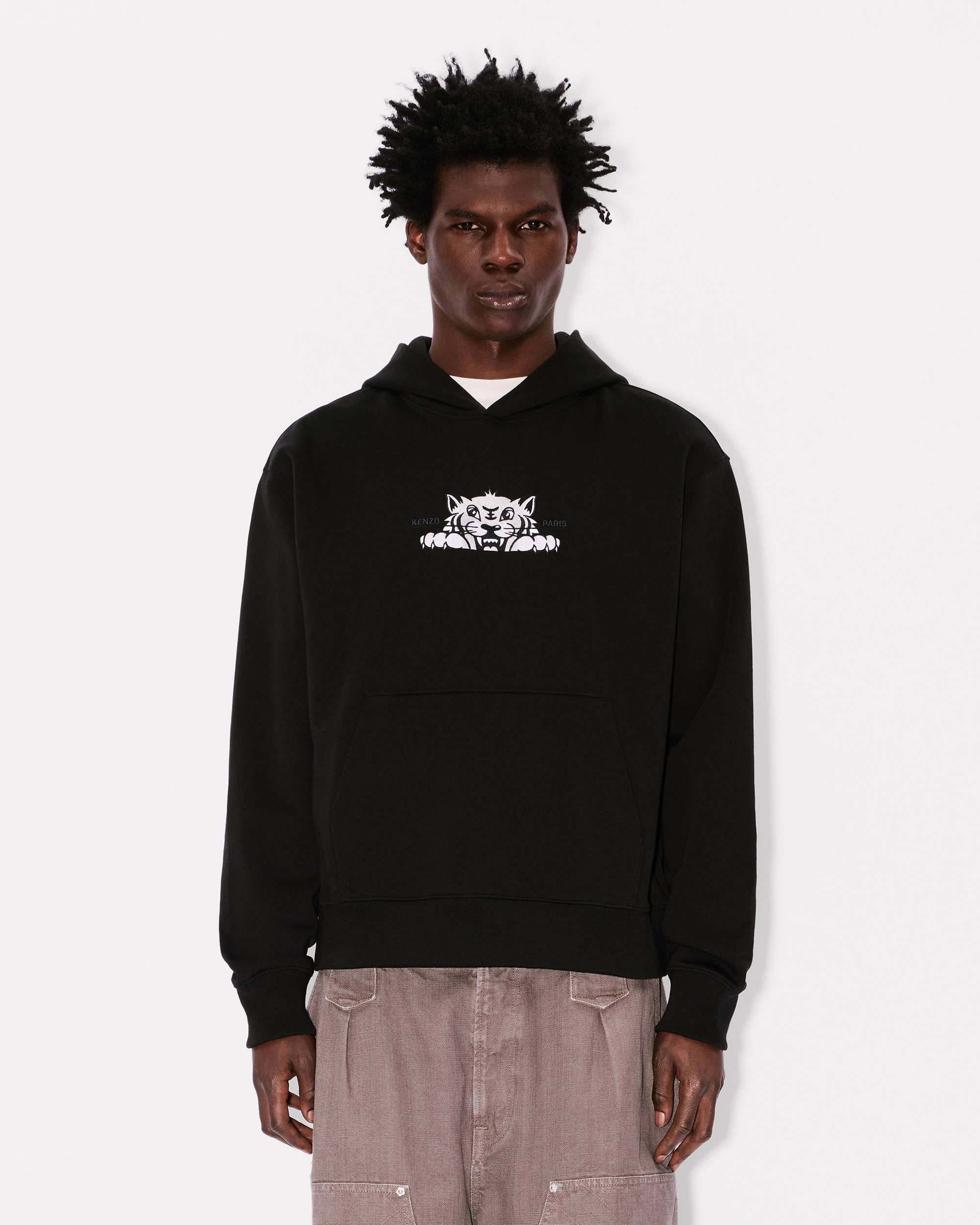 'KENZO Happy Tiger' embroidered hoodie in cotton - 3