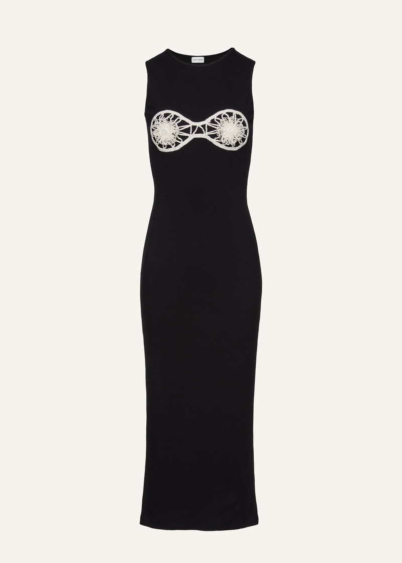 Crochet bra cotton tank dress in black 1