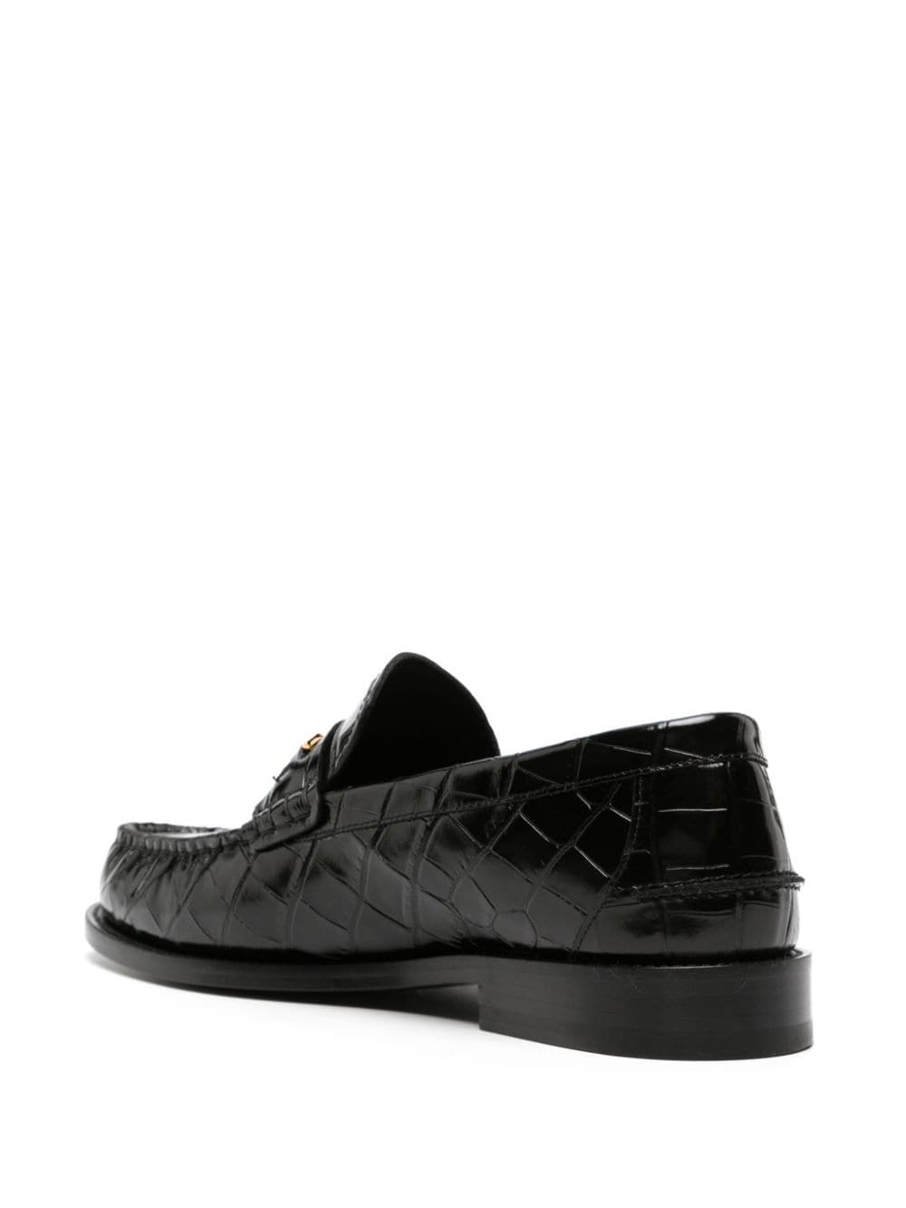 Medusa crocodile-embossed leather loafers - 3
