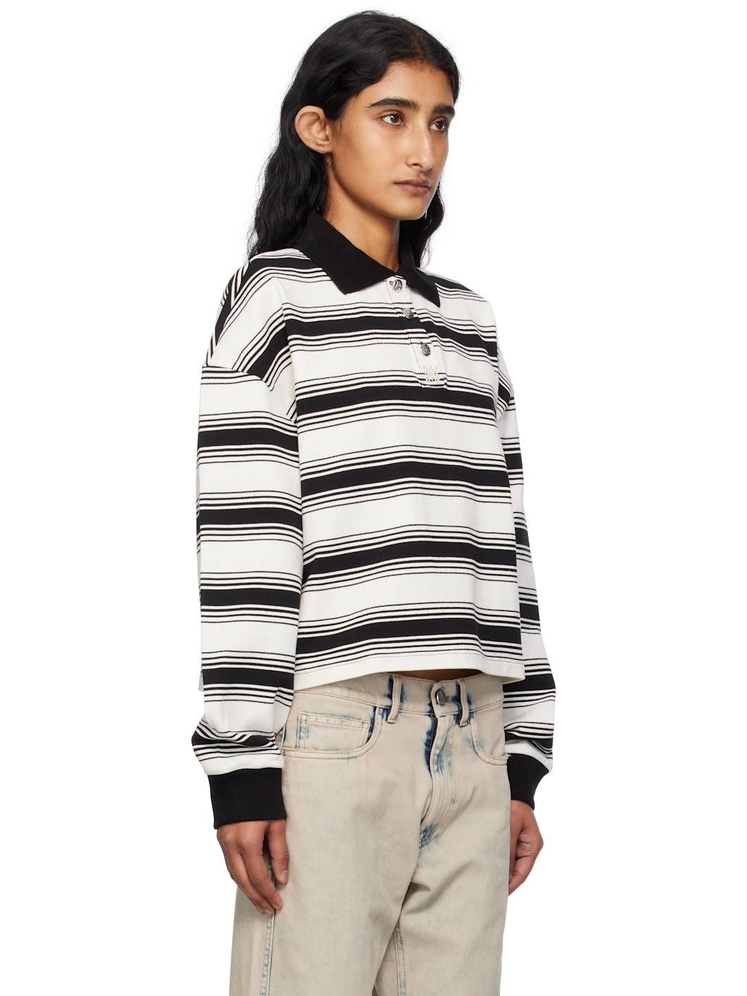 White MA Stripe Oversized Polo - 2