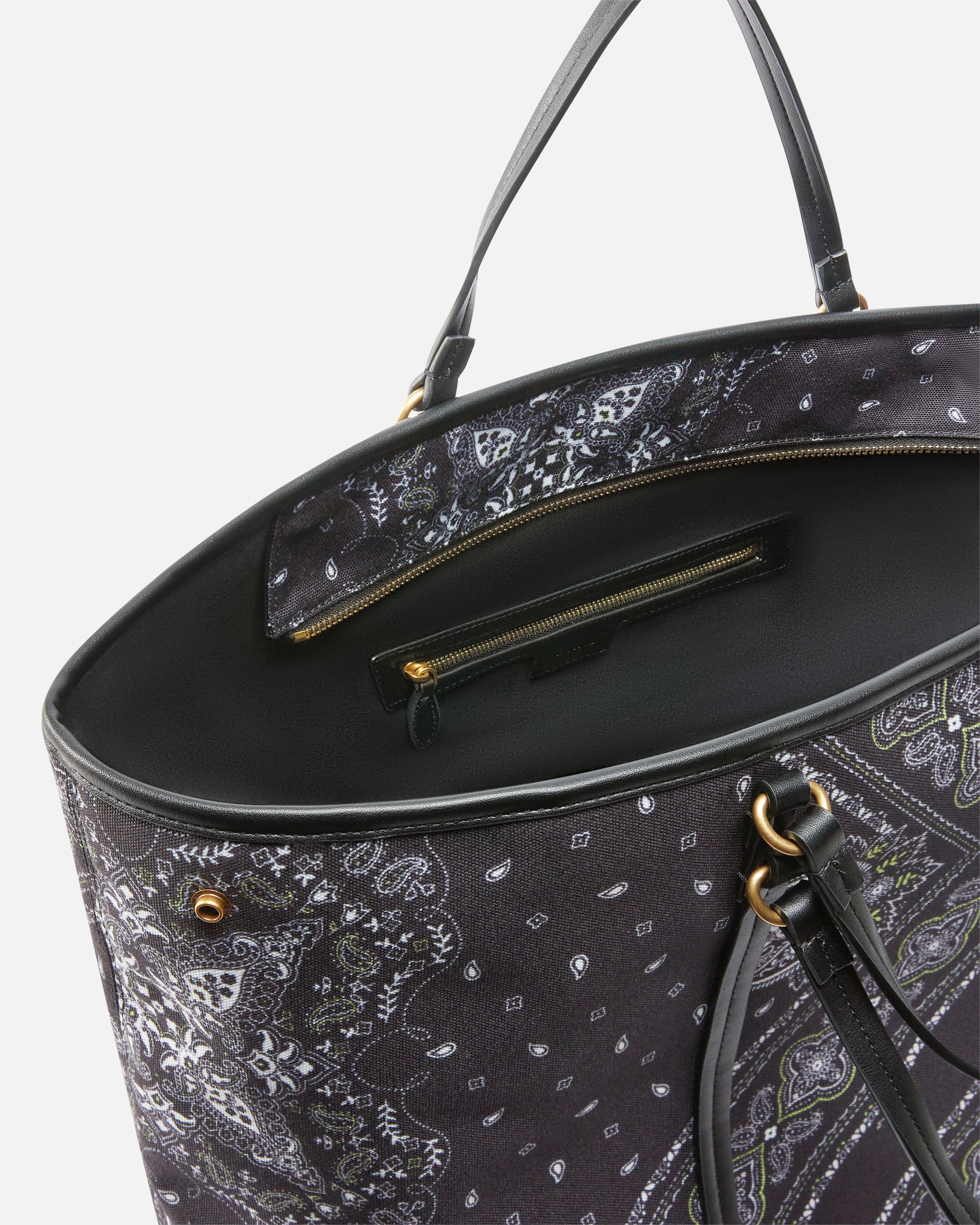 MAXI DOUBLE HANDLE SHOPPER BAG WITH BANDANA PRINT - 4