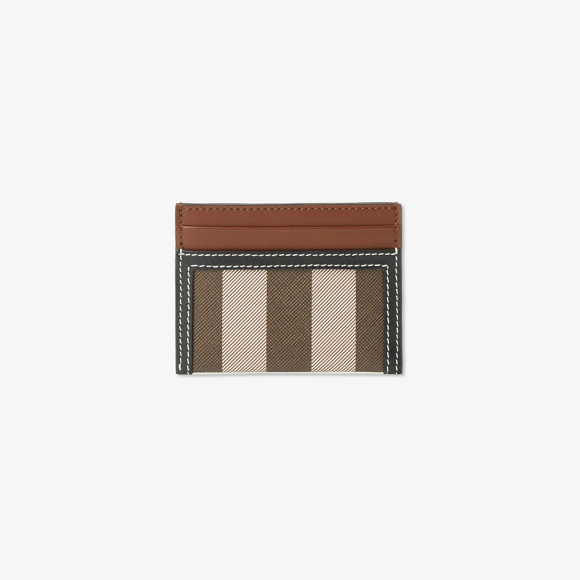 Check and Two-tone Leather Card Case - 1