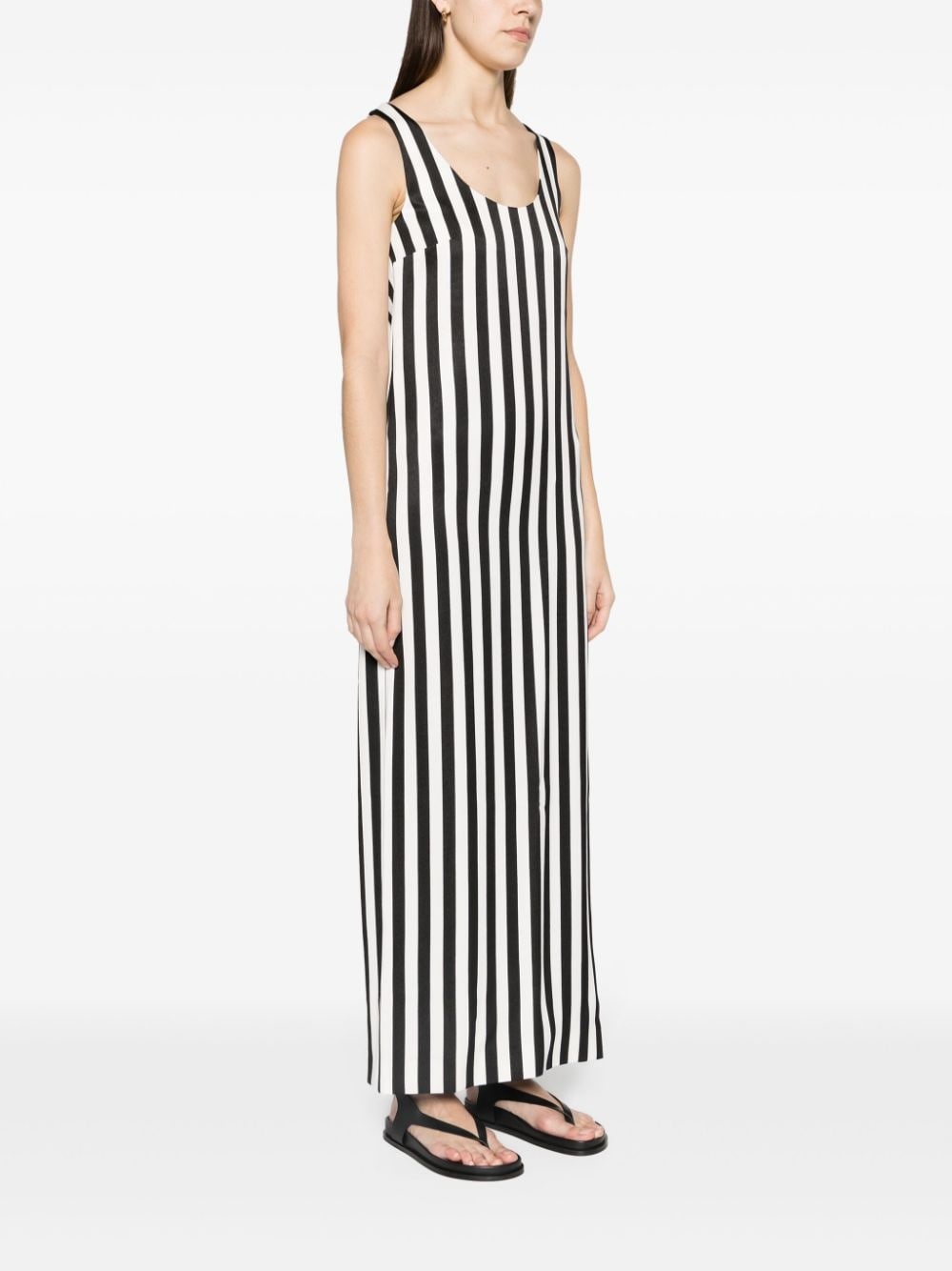 scoop-neck striped long dress - 3