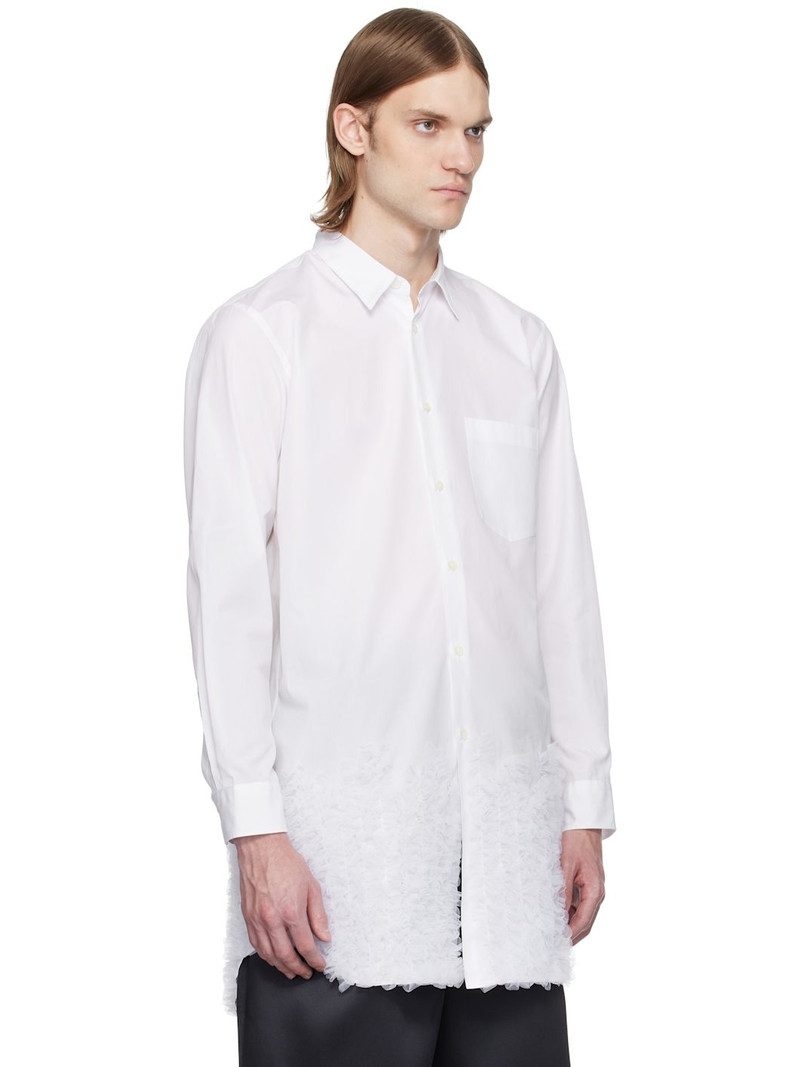 White Cotton Broad & Nylon Tulle Shirt 2