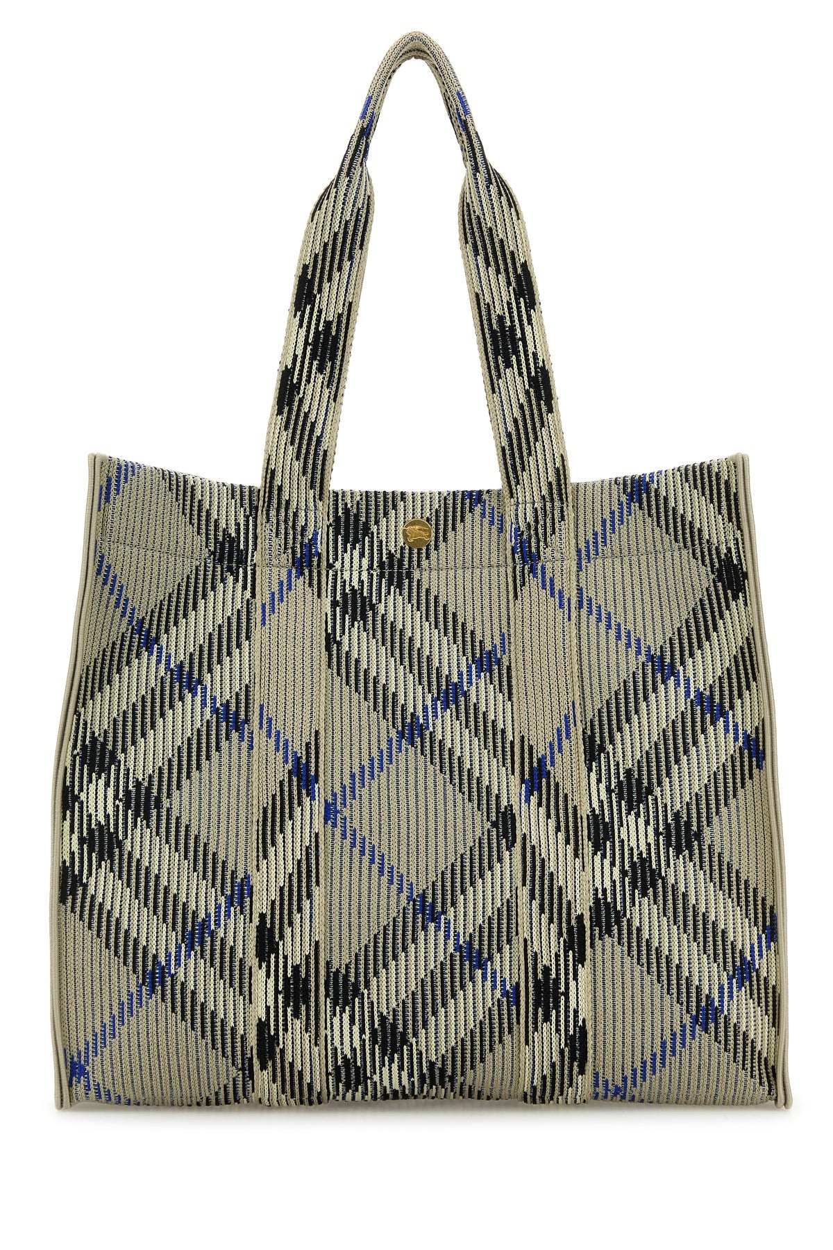Embroidered canvas medium Check shopping bag - 3