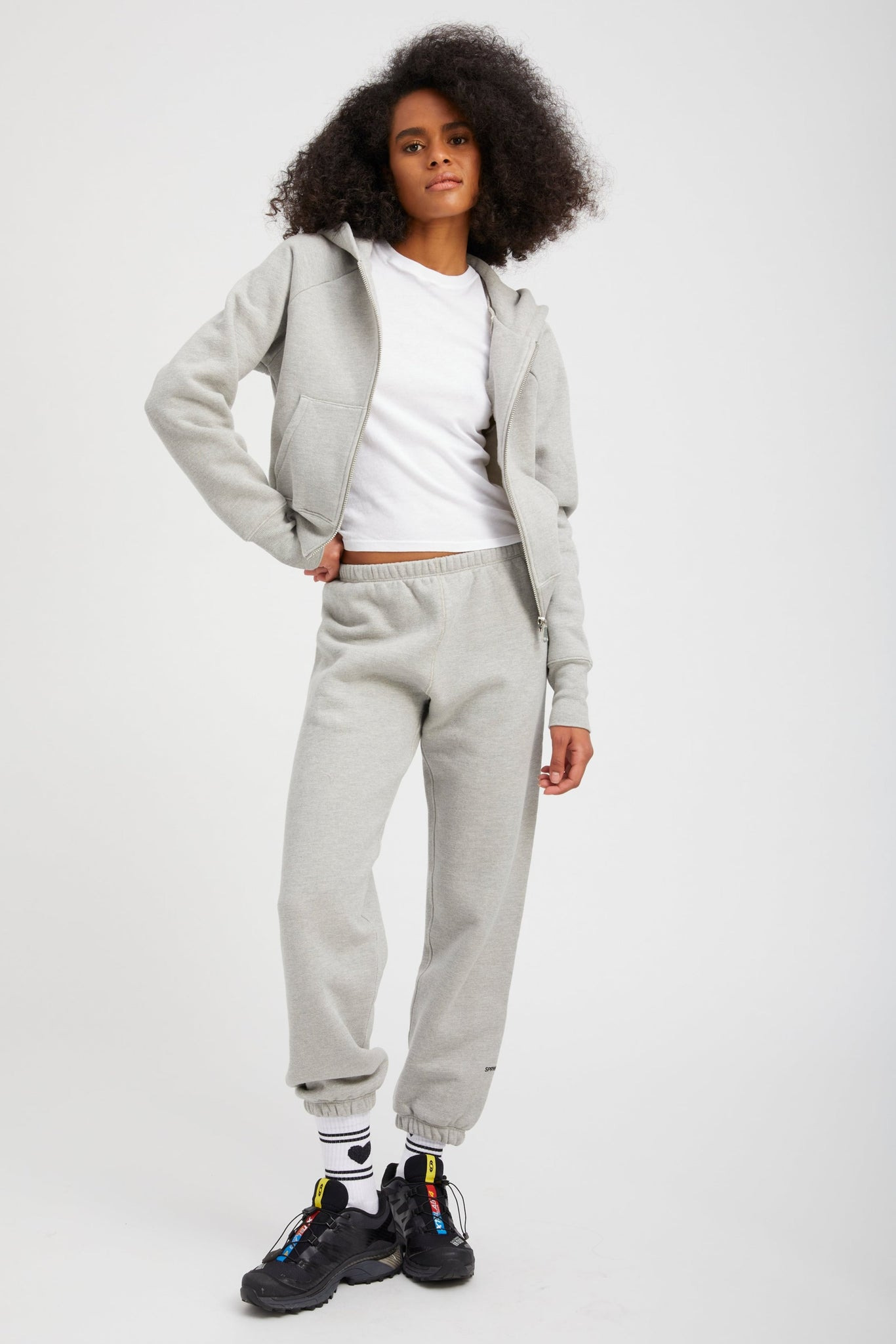 HEATHER GREY COTTON MINI LOGO SWEATPANTS - 7