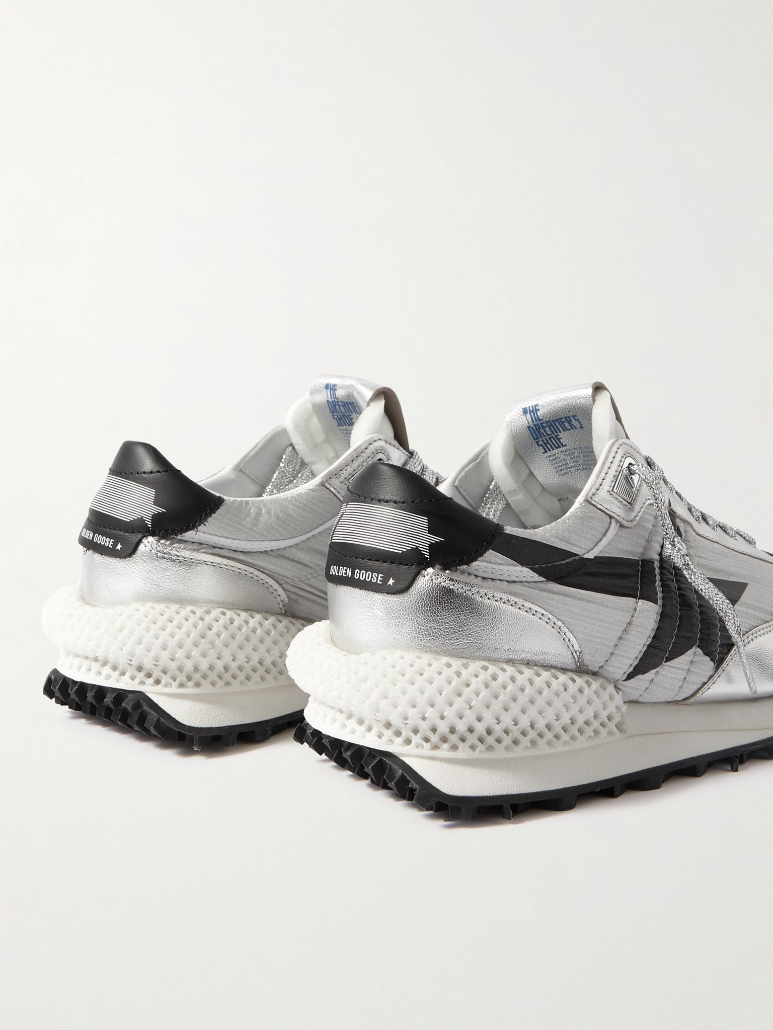 Marathon Metallic Leather-Trimmed Ripstop Sneakers Gray - 5