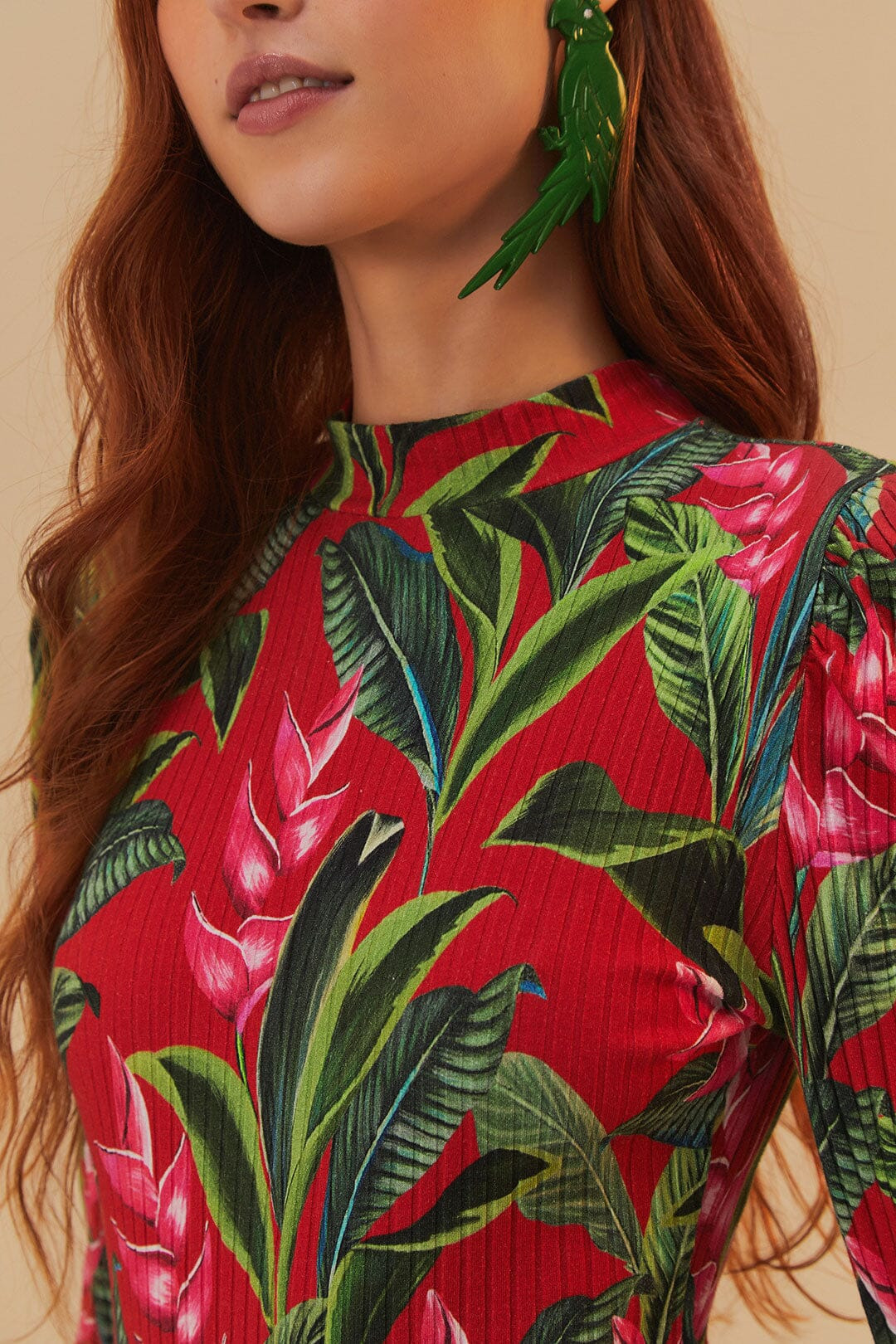Red Dream Garden Long Sleeve Bodysuit - 4