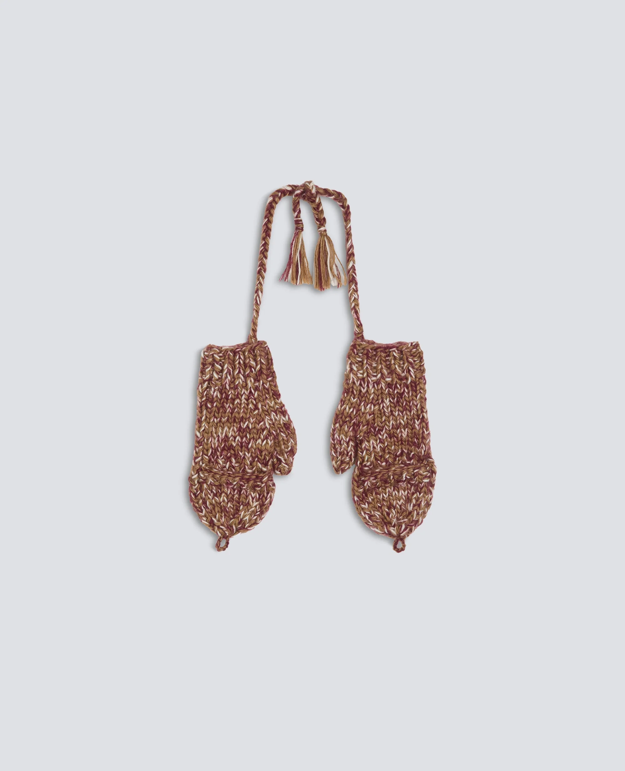 HAND-KNITTED VIRGIN WOOL AND MOHAIR MITTENS WITH FOLD-BACK FLAPS - 1