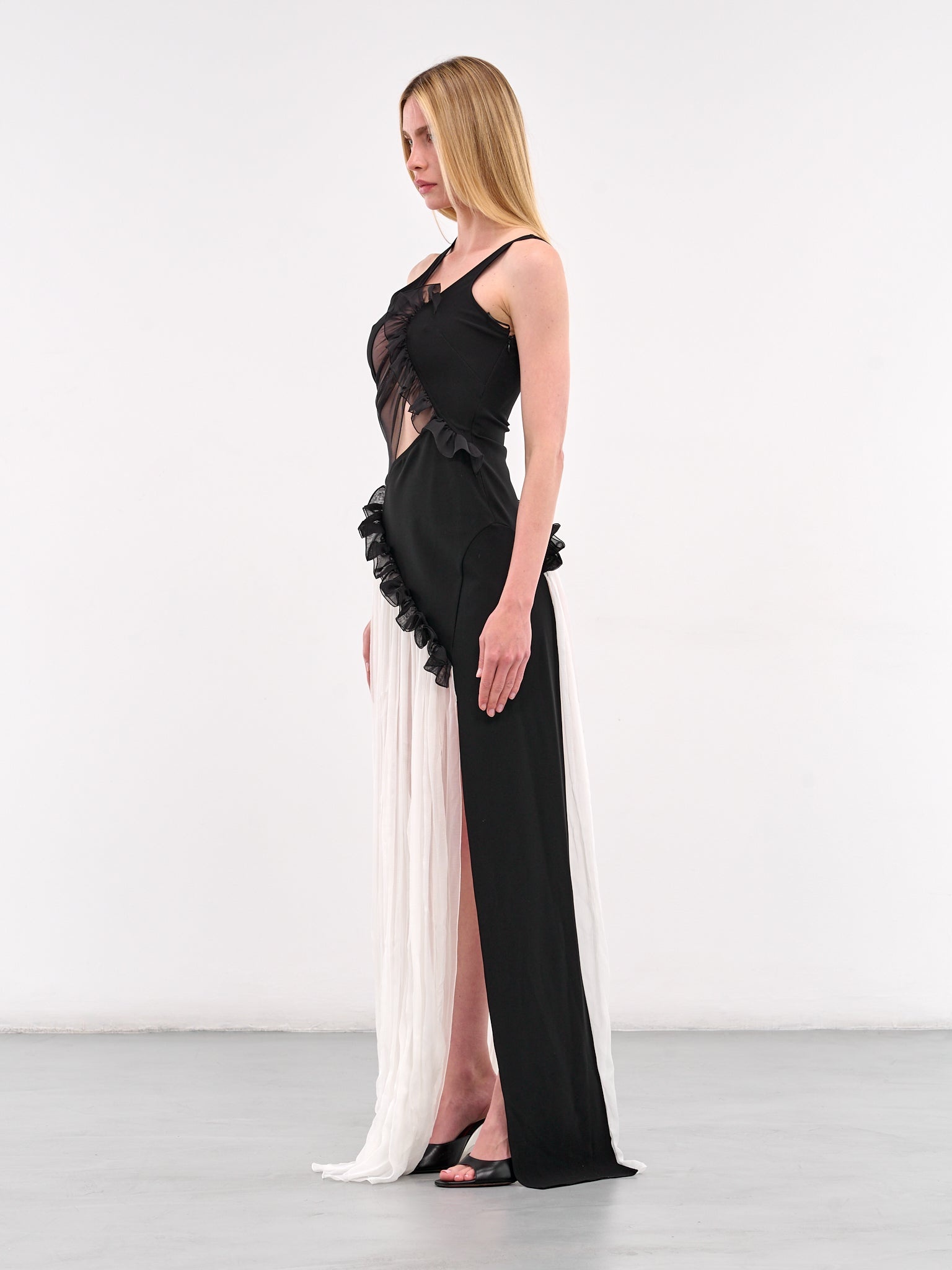 Asymmetric Frilled Maxi Dress - 2