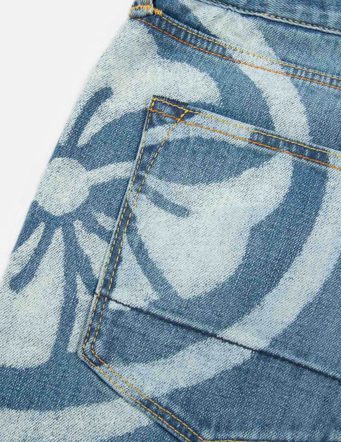 DECONSTRUCTED KAMON PRINT CROPPED-LENGTH CARROT FIT JEANS #2017 - 15