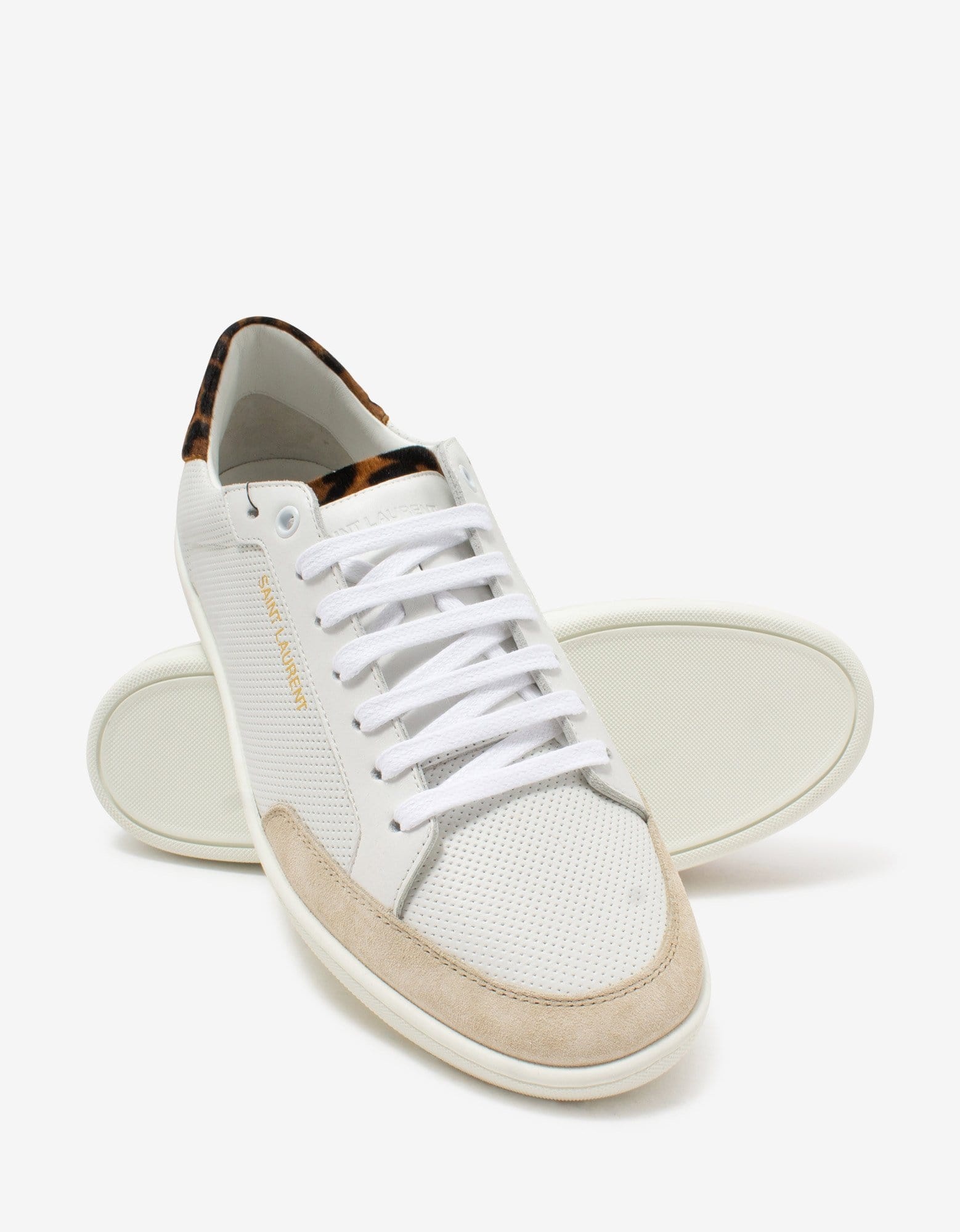 Court Classic SL/10 White Perforated Leather Trainers - 7