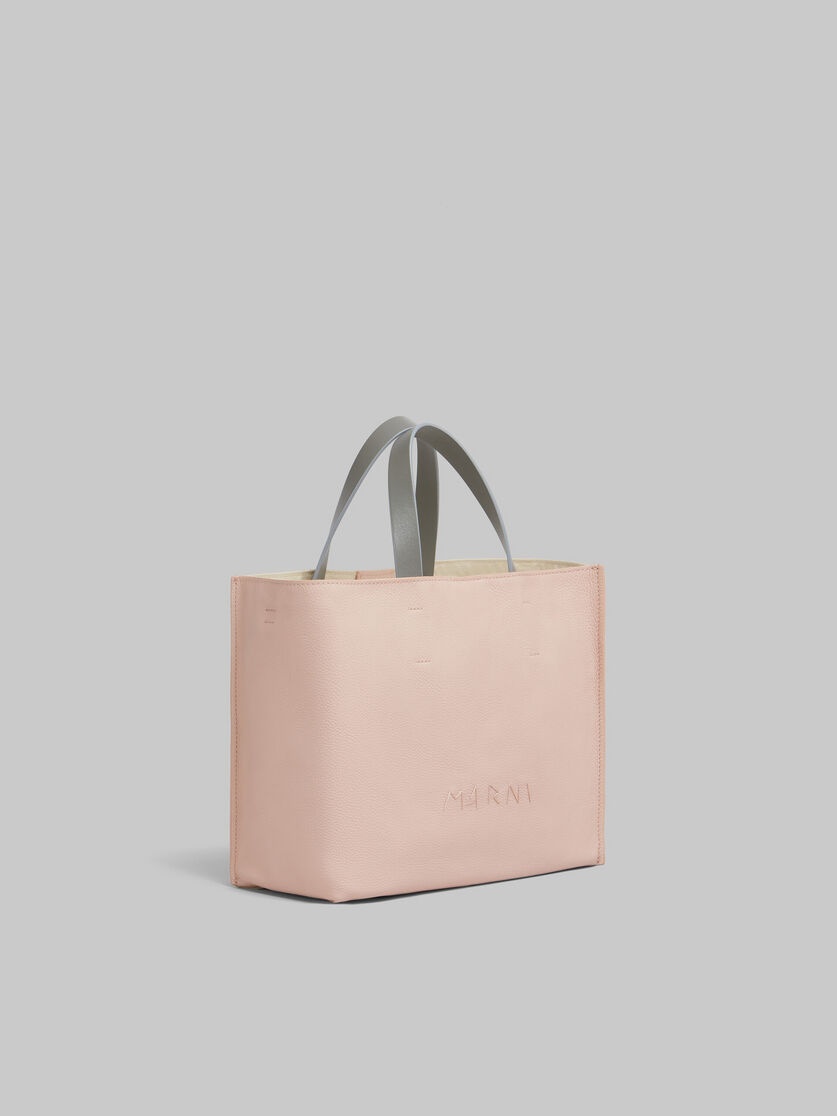 LIGHT PINK AND BEIGE LEATHER MUSEO SOFT TOTE BAG WITH MARNI SYMBOL EMBROIDERY - 5
